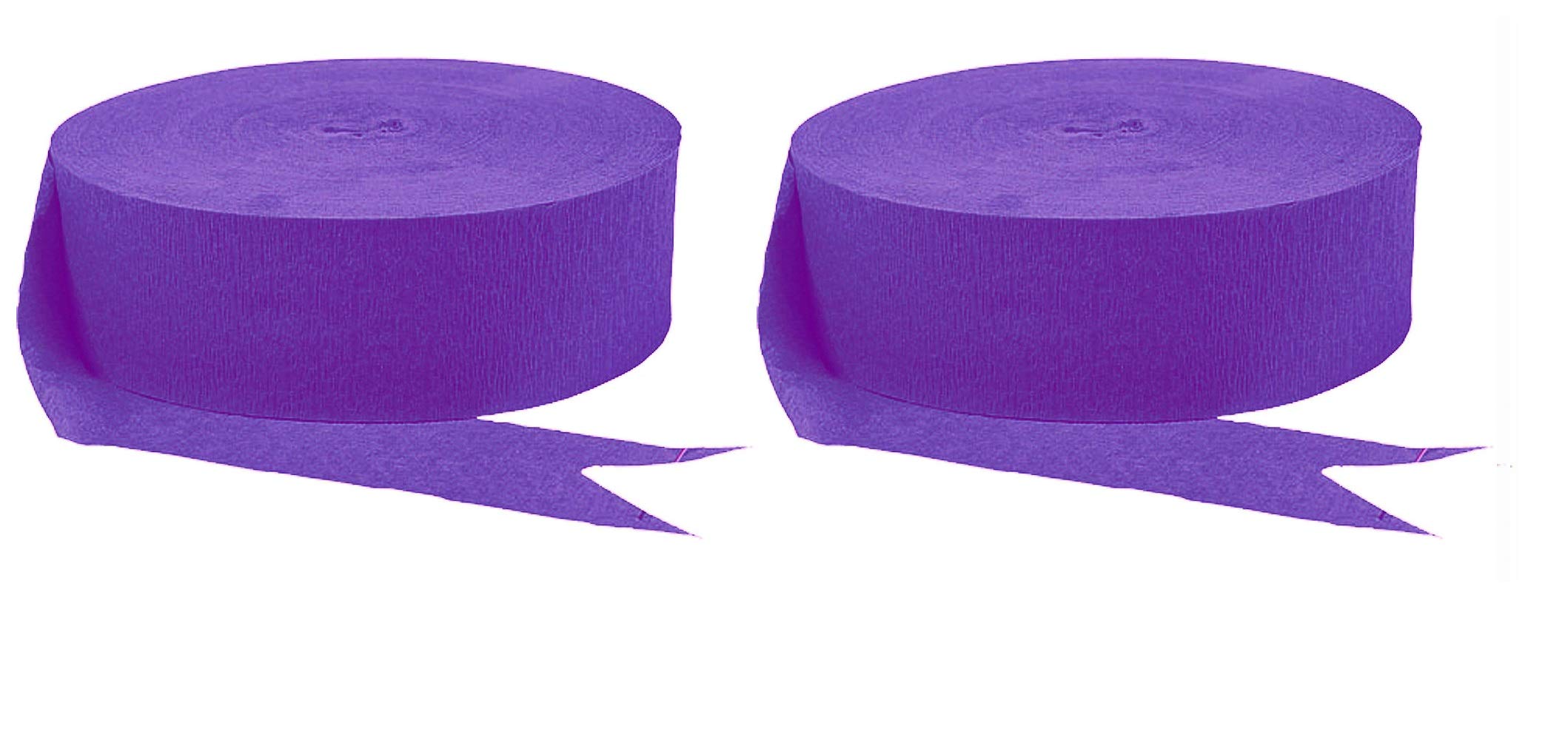 Bulk Crepe Streamer 2 Pack - 1000 Feet Purple Decorative Party Streamers for Birthday, Wedding & Holiday Decorations