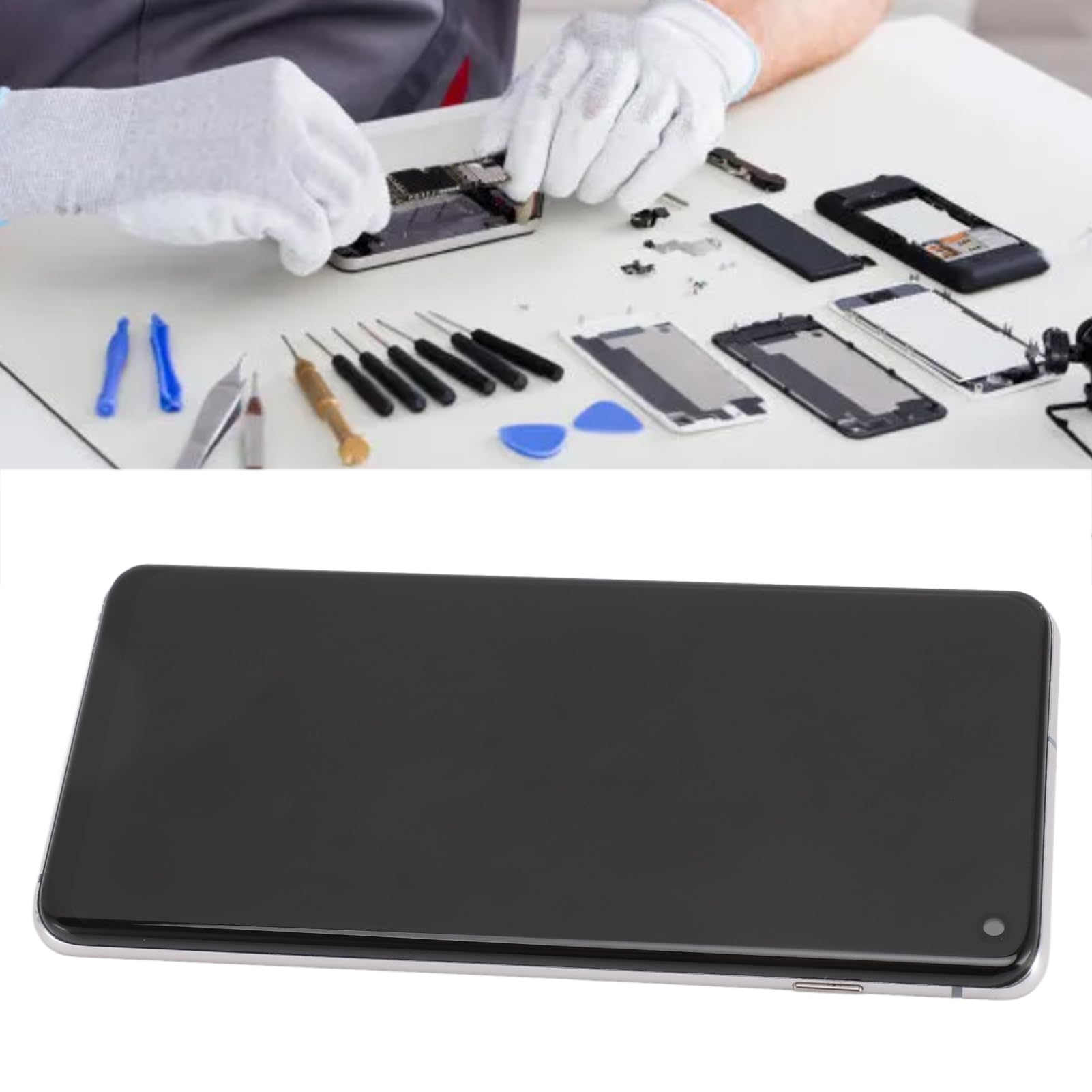Original Galaxy S10 Screen Replacement with Frame - Full LCD Display Touch Digitizer Assembly & Repair Tools Kit | Compatible with Samsung Galaxy S10 - Perfect for DIY Phone Repairs & Screen Fixes