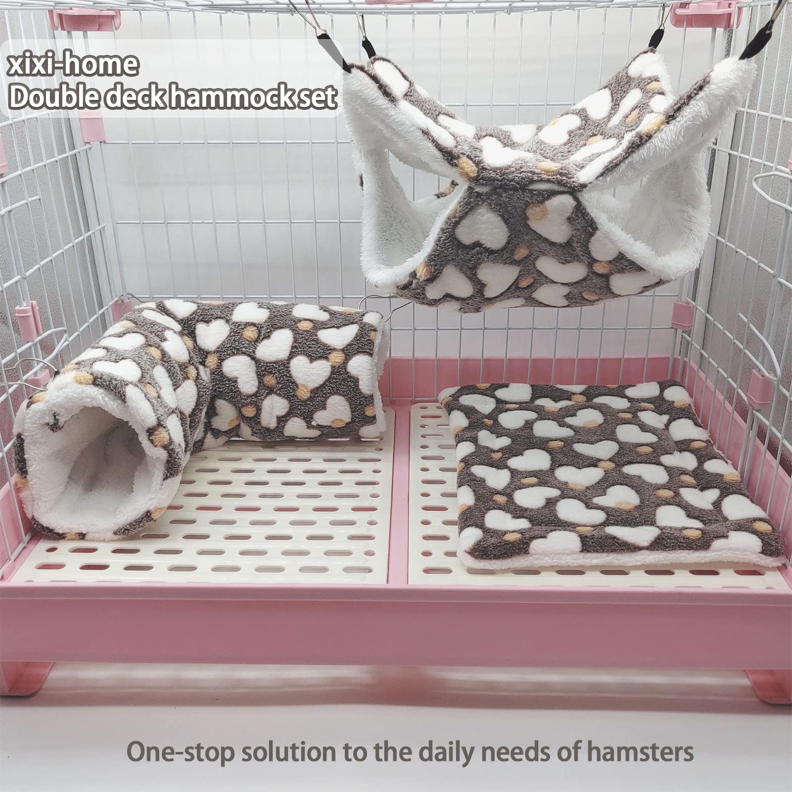 4-Pack Small Animal Hammock Set for Hamsters, Guinea Pigs, Squirrels & Birds - Includes Hanging Bed, Swing, Warm Mat & Plush Tunnel - Cozy Sleeping Nest for Pets - Perfect for Cages, Habitats & Play Areas (Purple)