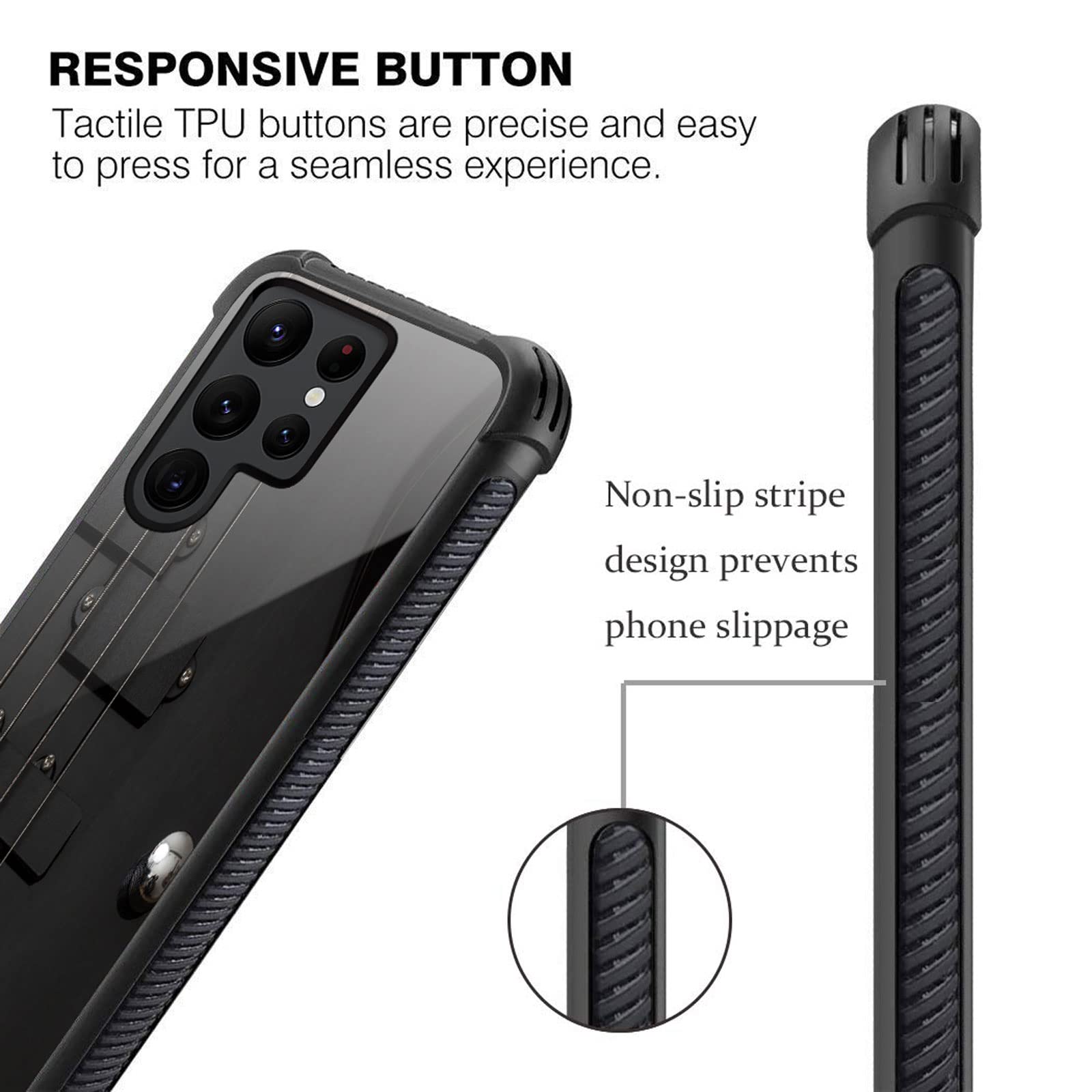CARLOCA Shockproof Anti-Scratch Hard Acrylic Case for Samsung Galaxy S22 Ultra - Guitar Bass Strings Black Identity Graphic Design | Protective Phone Cover for Work, Travel & Daily Use