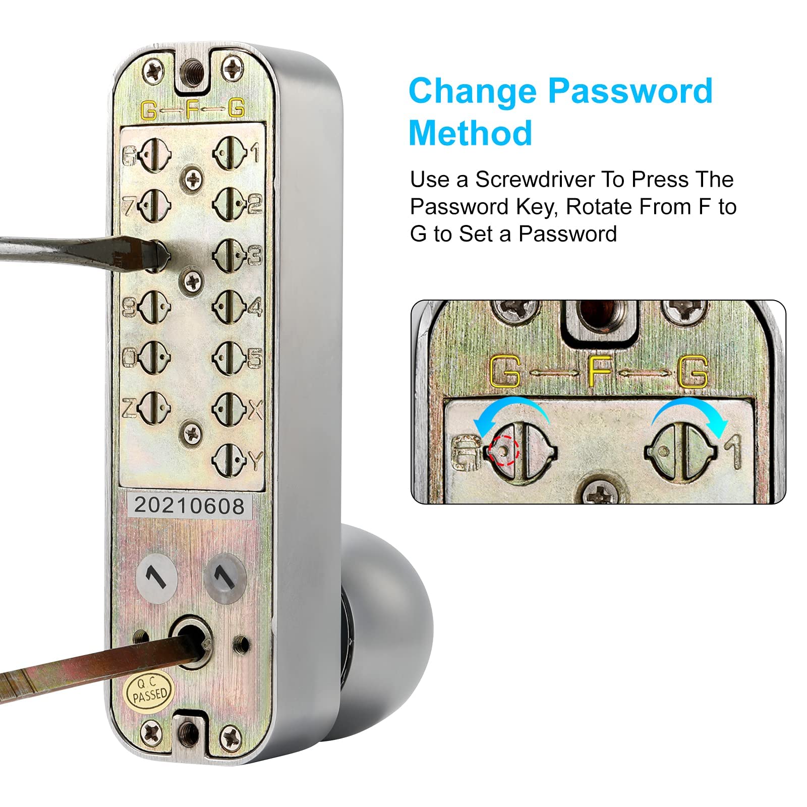 Keyless Mechanical Door Lock - Passcode/Key Entry for Garage, Office, Hotel