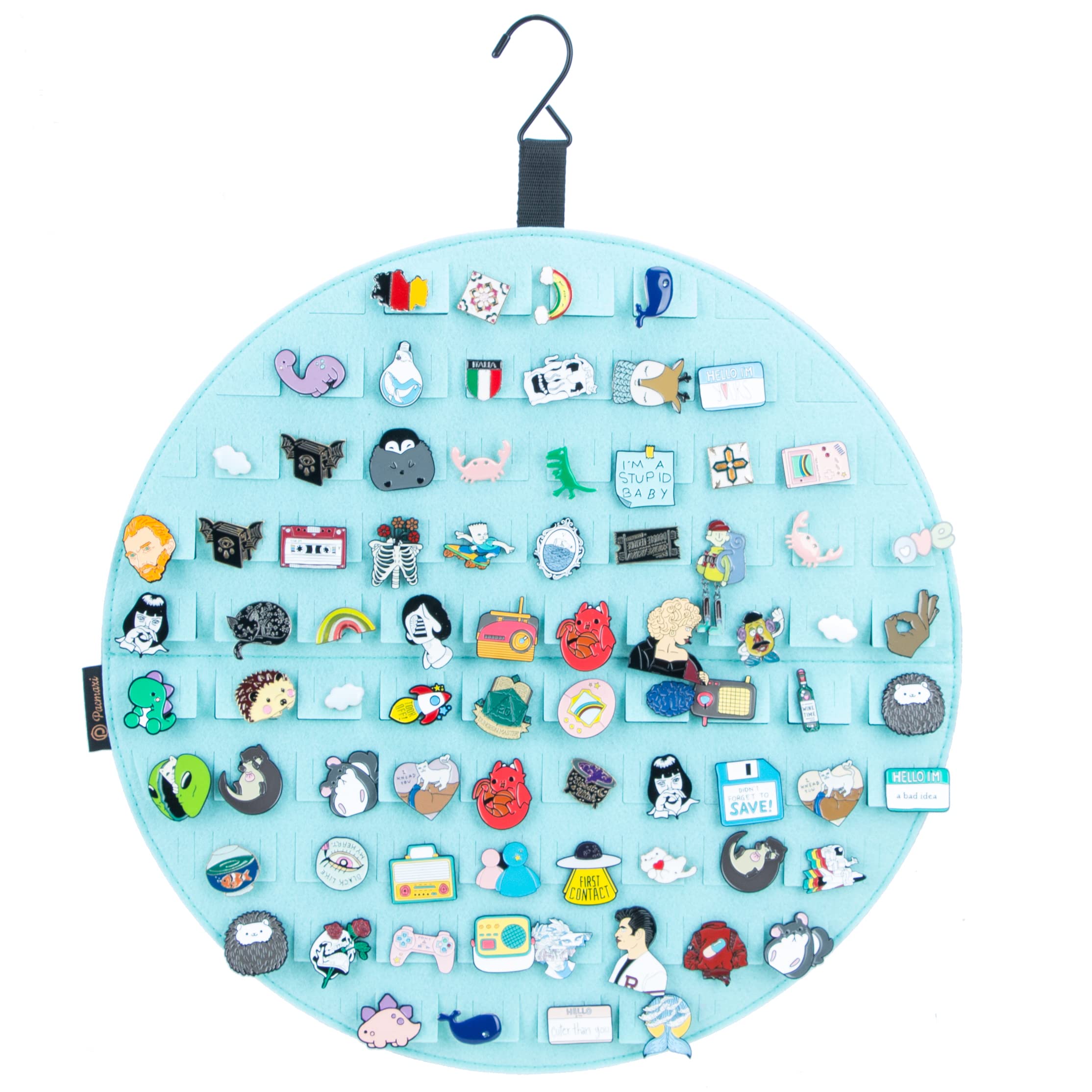 PACMAXI Hanging Brooch Pin Display Holder - Wall Jewelry Organizer for Enamel Pins, Badges & Collectibles - Holds Up to 76 Pins (Pins Not Included) - Perfect for Home Decor, Gift Shops & Pin Collector Displays