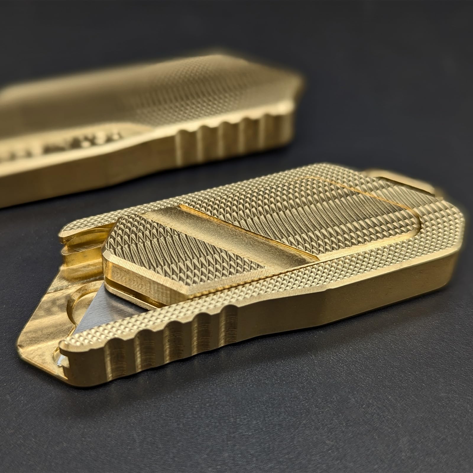Milspin Magnus Utility Knife - Retractable Box Cutter with Razor Blade | EDC Pocket Knife for Everyday Carry | Veteran Made in USA (Brass 2.0) | Perfect for Office, Warehouse & Outdoor Activities
