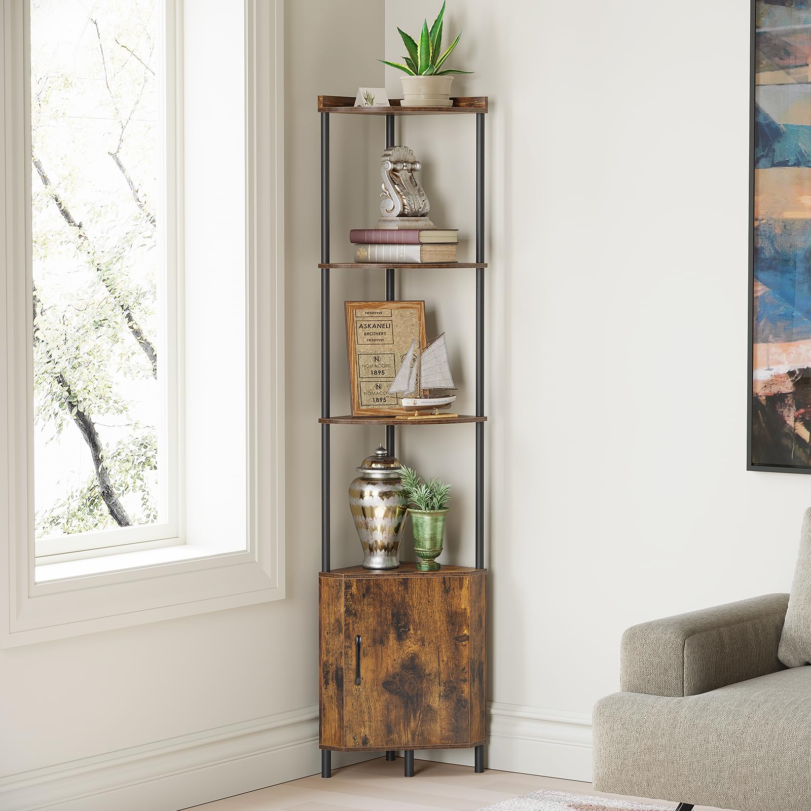 SUNMORY 5-Tier Corner Cabinet - 65.4