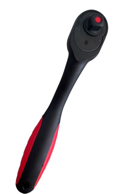 1/2 Inch Auto Ratchet Wrench 72 Teeth with Curved Handle & Red Rubber Grip (Model RW YM 1/2 CR) - Perfect for Automotive Repair, DIY Projects & Tight Spaces