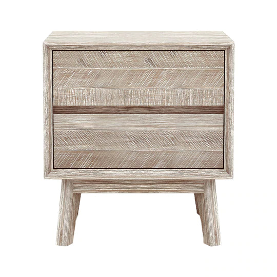 Gia Nightstand with 2 Drawers in Light Driftwood Finish - Perfect for Bedroom, Living Room, or Guest Room Decor