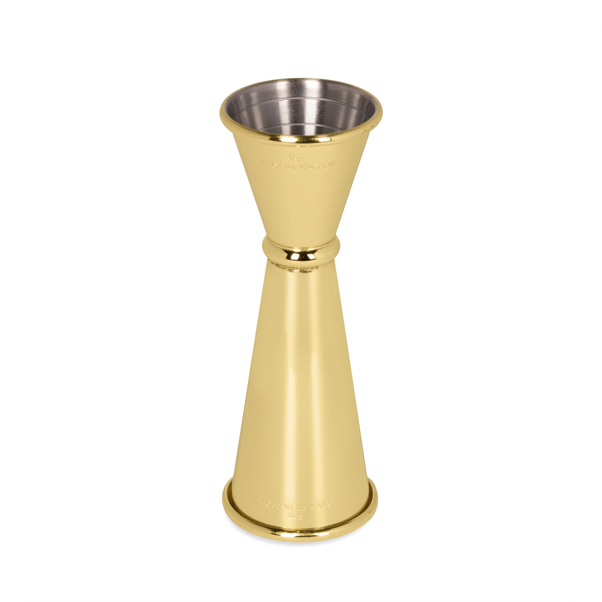 Premium Japanese Style Gold Plated Jigger - 1oz & 2oz Dual Measuring Cup for Cocktails, Bartending, and Home Bar Use