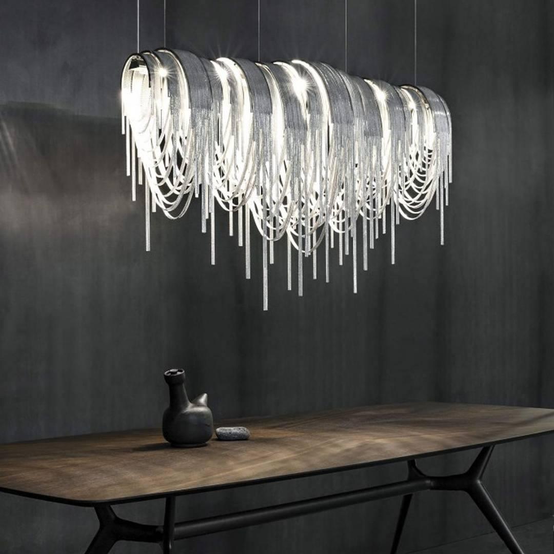 Elegant Length Chains Chandelier - Modern Crystal Pendant Lighting for Dining Room, Bedroom & Living Room - Perfect for Home Decor and Wedding Events