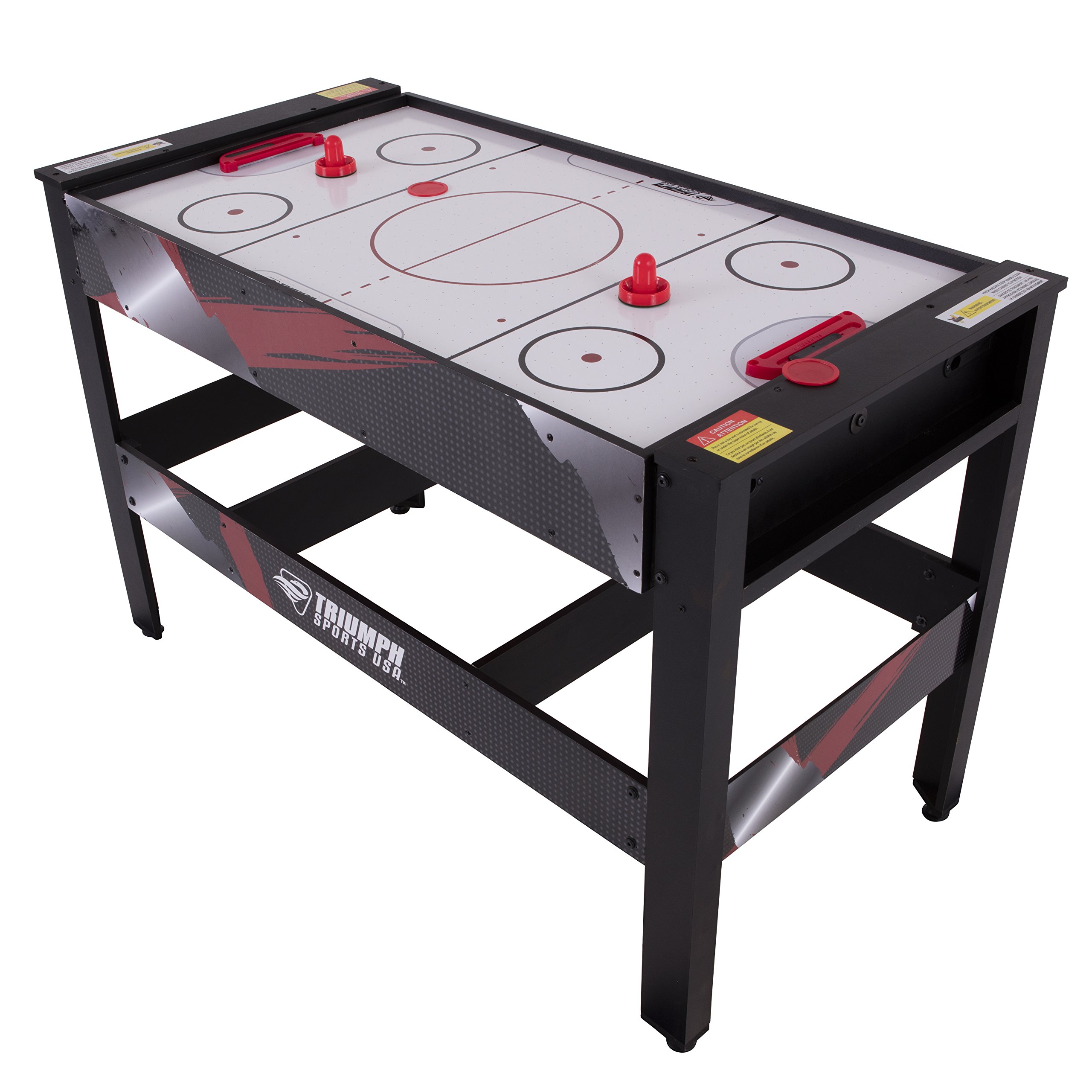 TRIUMPH SPORTS USA 4-in-1 Rotating Swivel Multi-Game Table - Air Hockey, Billiards, Table Tennis & Foosball - Black/White (23.75