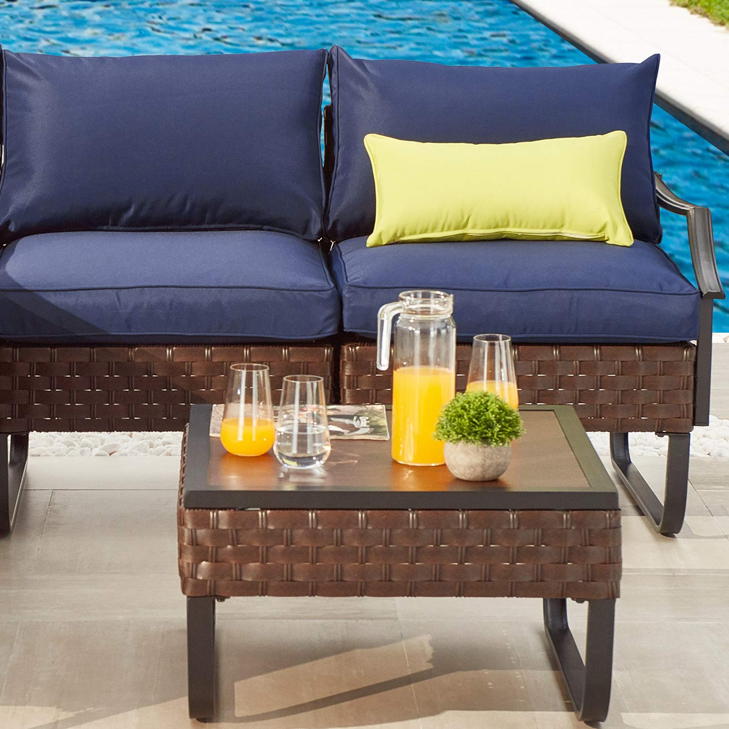 PatioFestival 5-Piece Modular Outdoor Wicker Furniture Set with 8.66