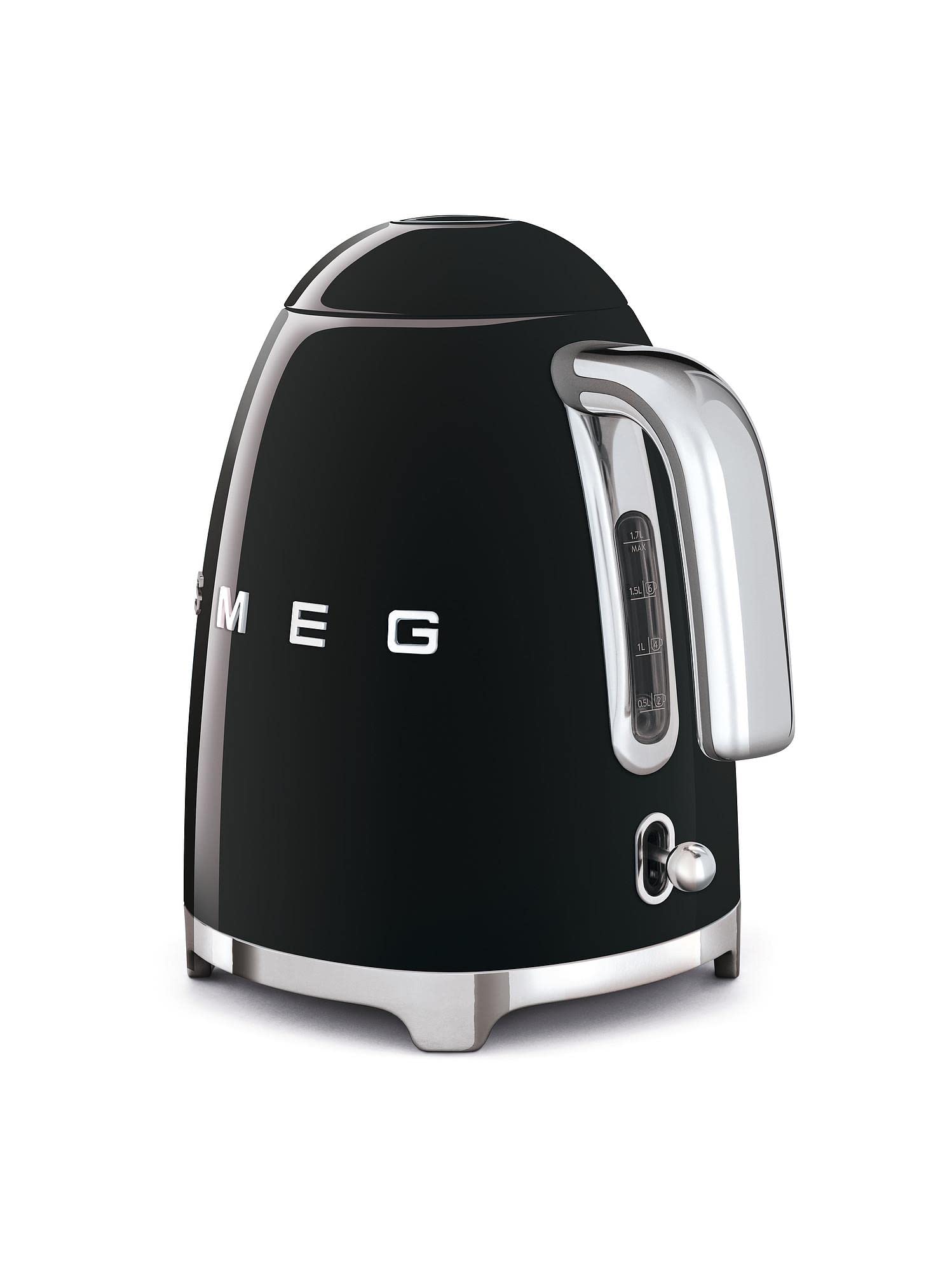 Smeg Standard Kettle 2400W 7 Cups Stainless Steel Black - Fast Boiling Electric Kettle for Home & Office Use