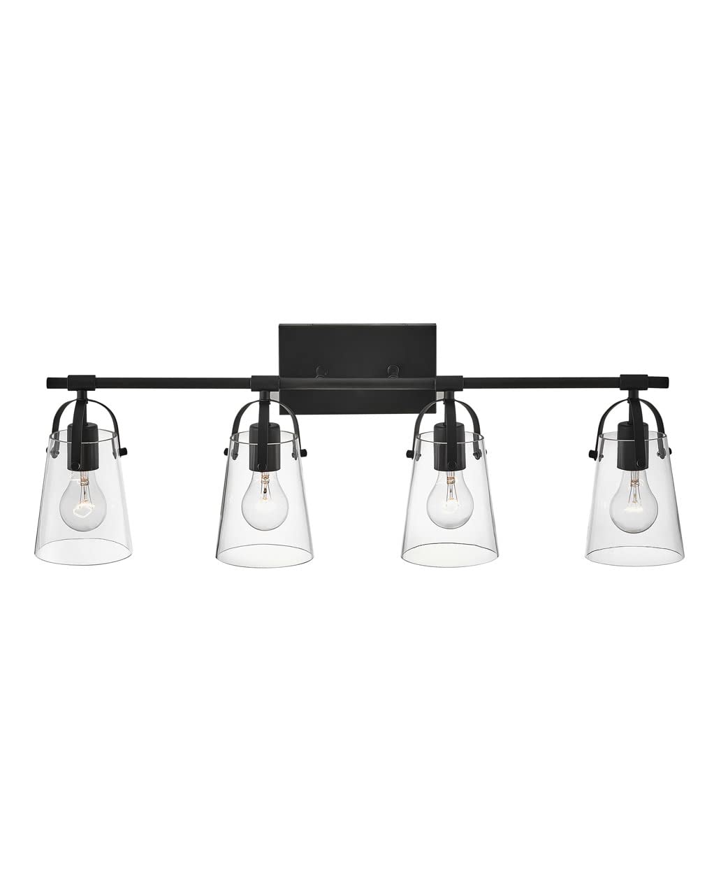 Hinkley Foster Collection 4-Light Bathroom Vanity Light Fixture - Black Finish with Clear Glass Shades for Bathroom Mirror Lighting & Modern Home Decor
