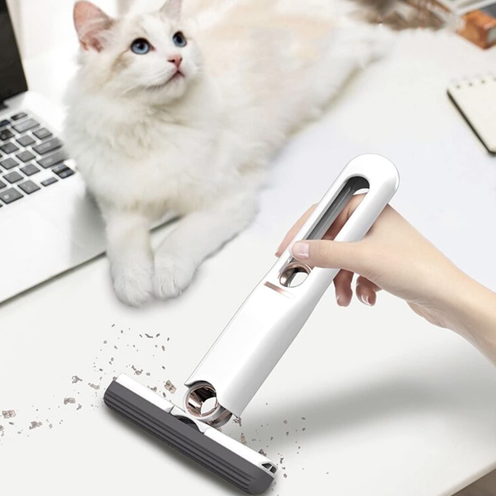 2023 Upgraded Portable Self-Squeeze Mini Mop - Strong Absorbent Wet/Dry Cleaning System for Glass, Car, Bathroom & Kitchen - Lazy Hand Wash-Free Design with 1 Cotton Head & Squeeze Handle - Perfect for Small Spaces, Quick Cleanups & Hard-to-Reach Areas