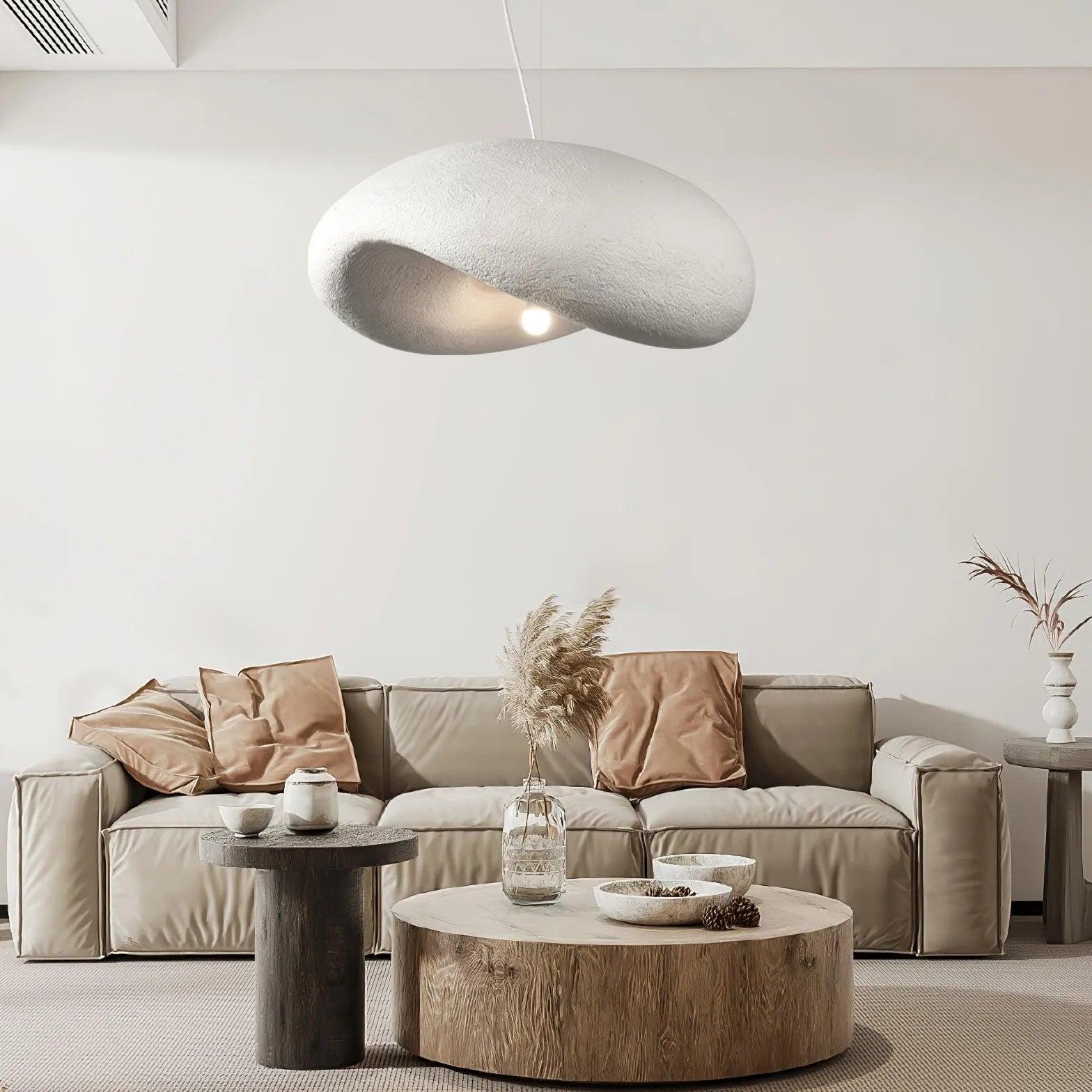 Modern White Faux Concrete Pendant Light - Industrial Chic Ceiling Lighting for Kitchen, Dining Room & Bedroom