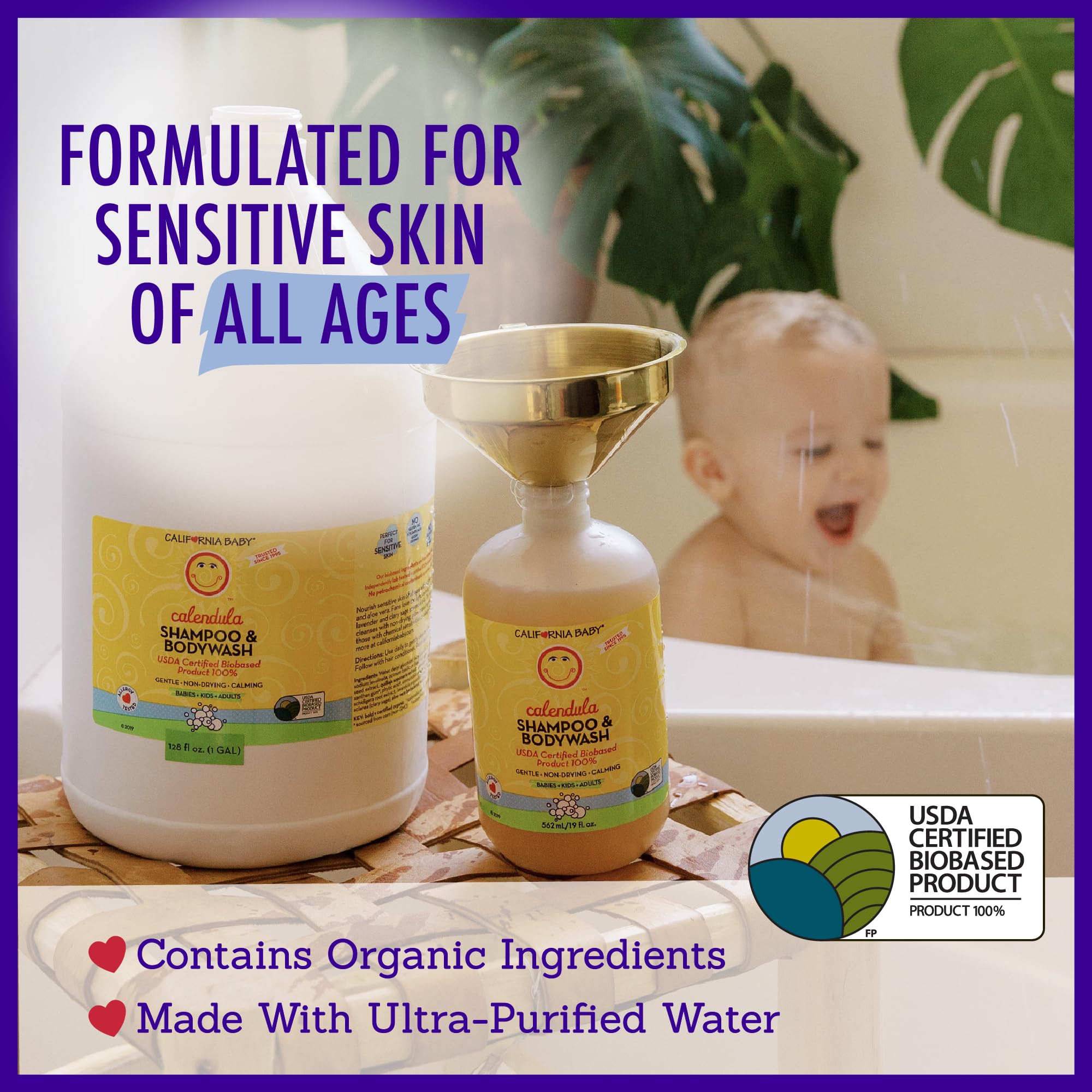 California Baby Calendula Shampoo & Body Wash - 19 oz (2 Pack) | Gentle Baby Bath & Shower Gel for Sensitive Skin | Perfect for Newborns, Infants & Toddlers | Tear-Free & Hypoallergenic