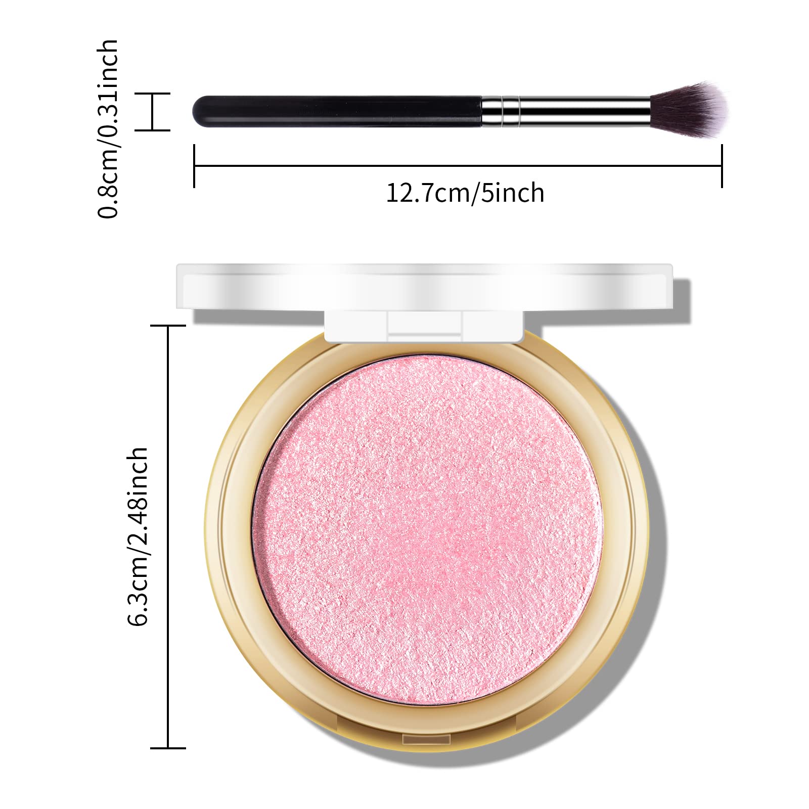 Baked Pink Highlighter Powder Palette - Sheer Shimmering Makeup Highlighter for Face & Cheekbones | Vegan & Cruelty-Free | Perfect for Bridal, Party & Night Out Makeup Looks