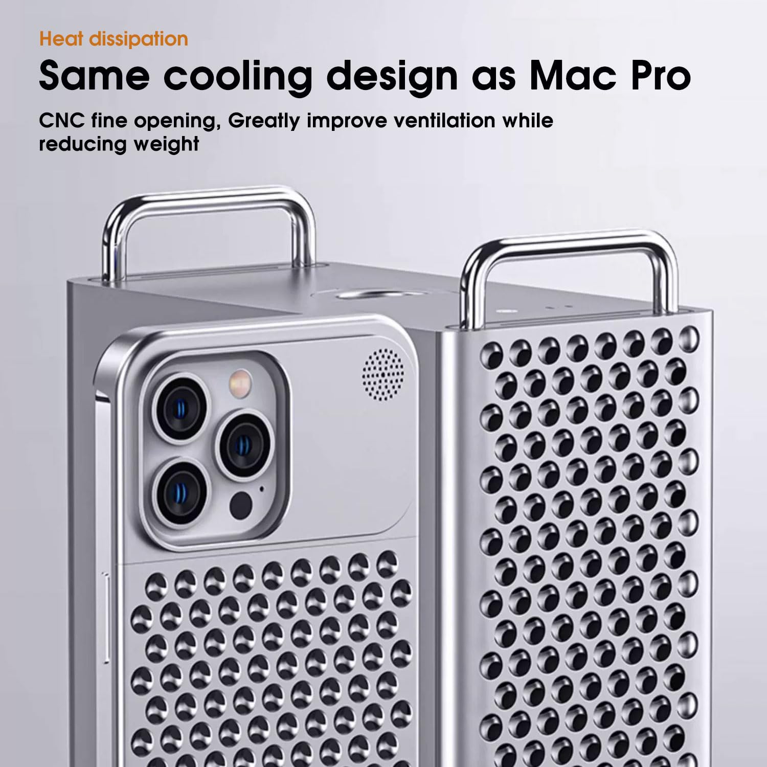 Premium Aluminum Case for iPhone 13 Pro Max (6.7 Inch) - Slim Metal Protective Cover with Anti-Fall, Heat Dissipation & Anti-Scratch Technology - Silver - Perfect for Daily Use, Outdoor Activities & Business Professionals