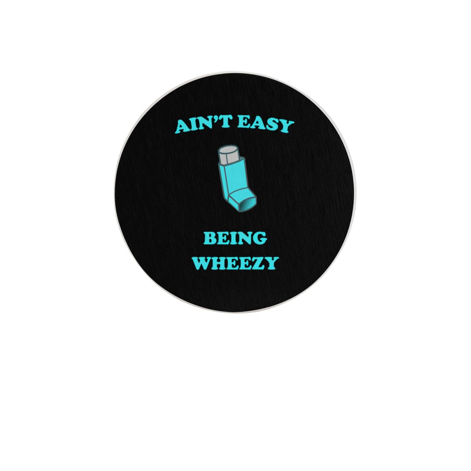 Absorbent Drink Coasters Set - Bar & Beverage Coasters for Beer, Wine & Coffee - Wooden Table Protectors for Home & Pub Use - Funny 'It Ain't Easy Being Wheezy' Design