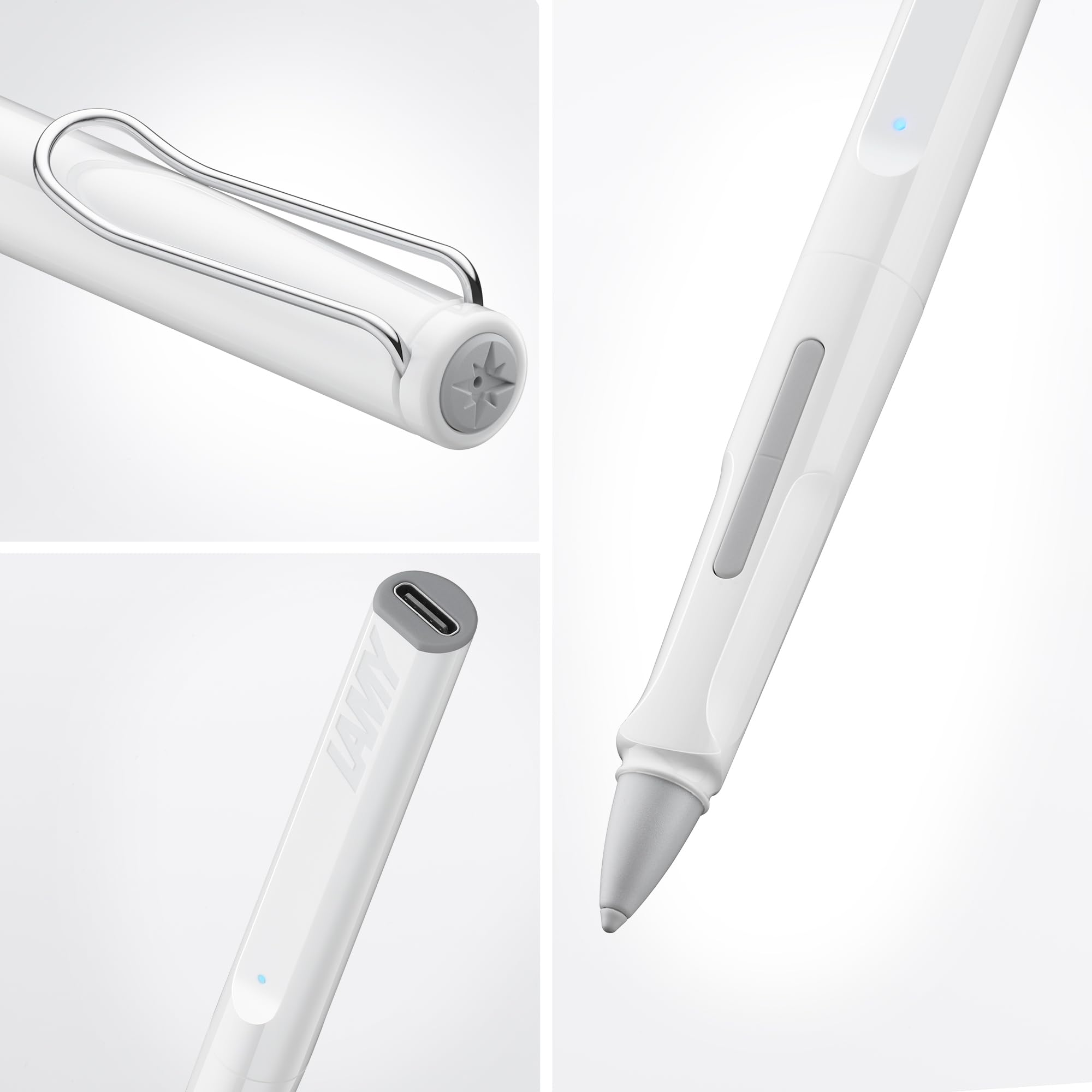 LAMY Safari Note+ White Stylus Pen for iPad - Palm Rejection, Tilt Sensitivity & Ergonomic Grip - Compatible with All iPad Models (2018-2023) - 10-Hour Battery Life - Perfect for Drawing, Note-Taking & Digital Art