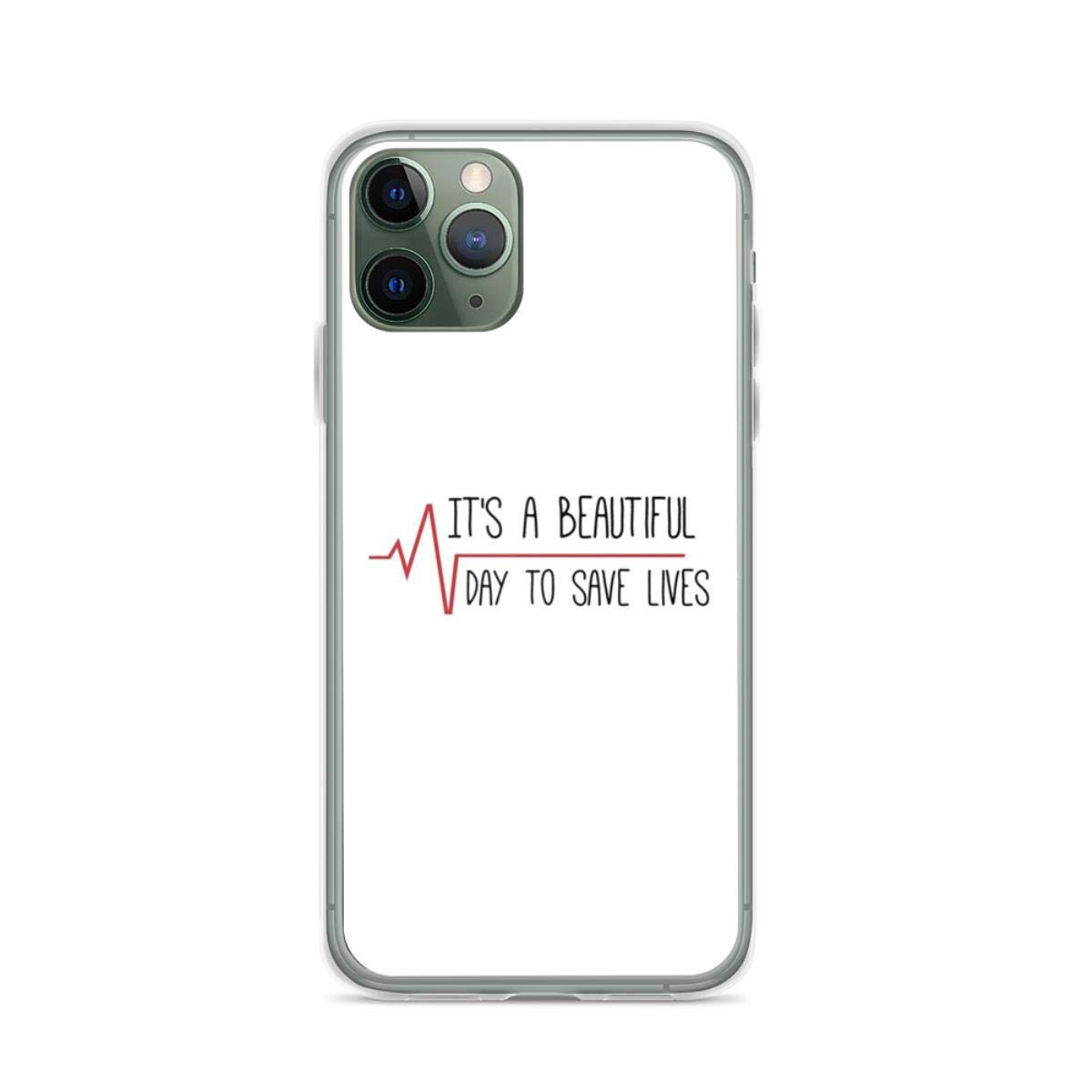 Inspiring 'It's a Beautiful Day to Save Lives' Grey's Anatomy Quote iPhone Case | Slim & Durable Cover for iPhone 6/7/8/X/11/12/13/14/15 | Wireless Charging Compatible | Shockproof Clear Medical-Themed Case for Doctors & Nurses | Perfect Gift for Healthcare Workers & Grey's Anatomy Fans