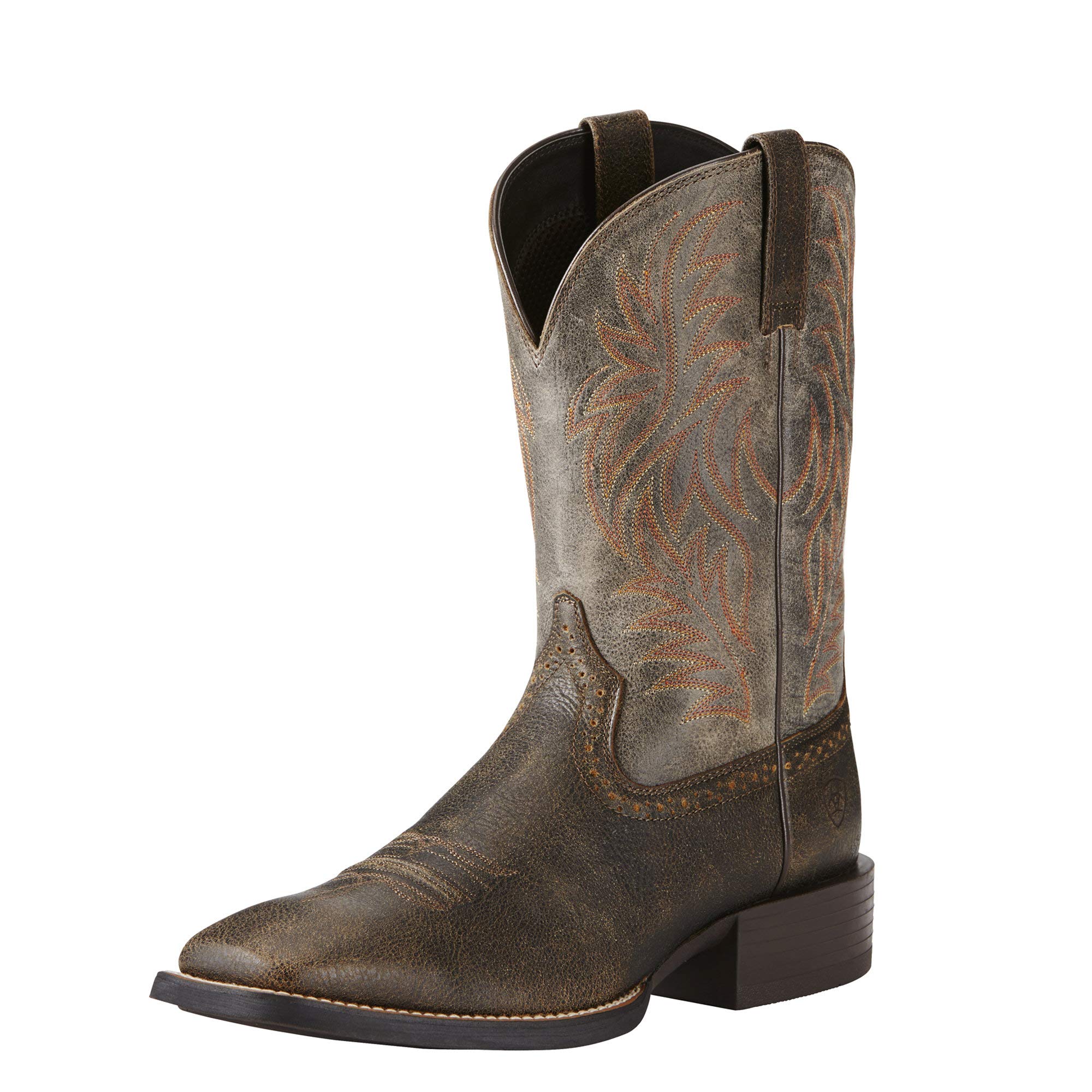 Ariat Men's Sport Wide Square Toe Cowboy Boots - Western Riding Boots for Men, Comfortable Work & Casual Wear, Durable Leather Construction for Ranch, Rodeo & Everyday Use