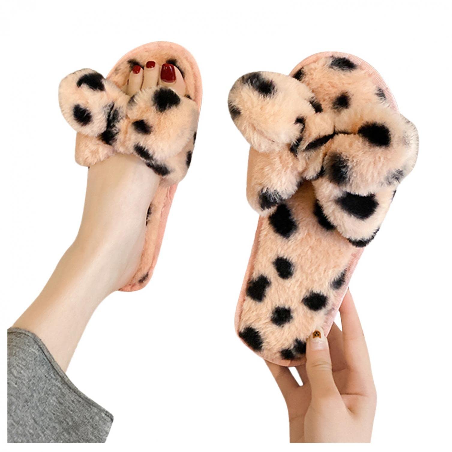 **Women's Non-Slip Plush Fuzzy Slippers - Breathable Indoor/Outdoor Winter House Shoes for Comfort & Style - Perfect for Lounging, Travel & Cold Weather**