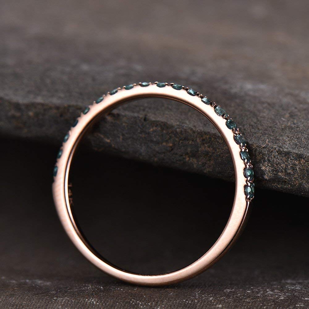 Alexandrite Eternity Ring - Sterling Silver Stackable Wedding Band, Rose Gold Plated June Birthstone Jewelry for Anniversary & Bridal Stacking | Perfect for Engagements, Weddings & Special Occasions