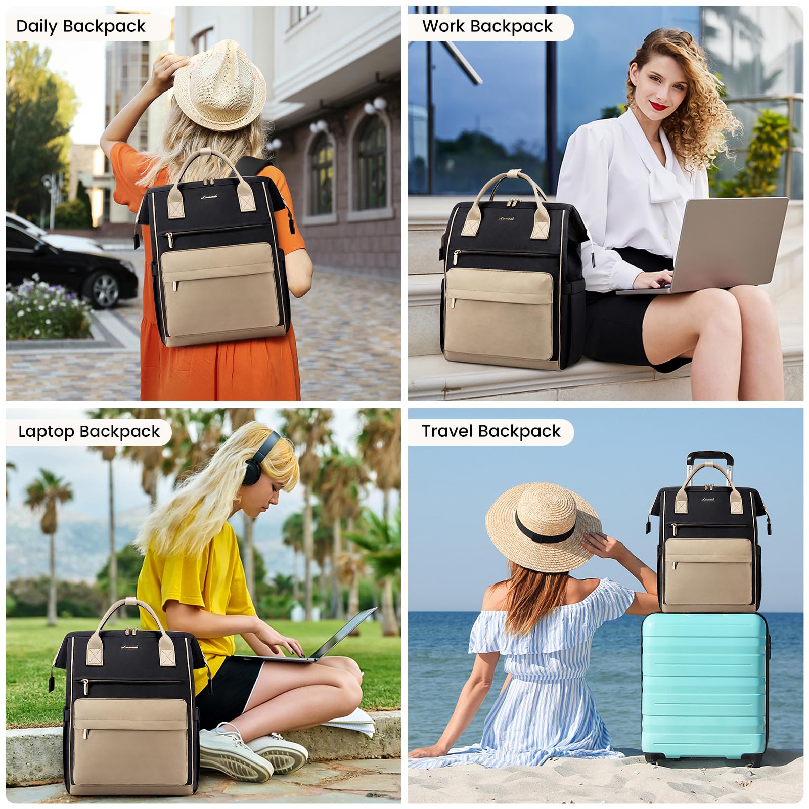LOVEVOOK Women's Waterproof Laptop Backpack Purse - 15.6 Inch USB Charging Port Business Travel Computer Bag for Work, School, Nursing & Teaching | Perfect for Commuting, Office Use & Daily Essentials Organization