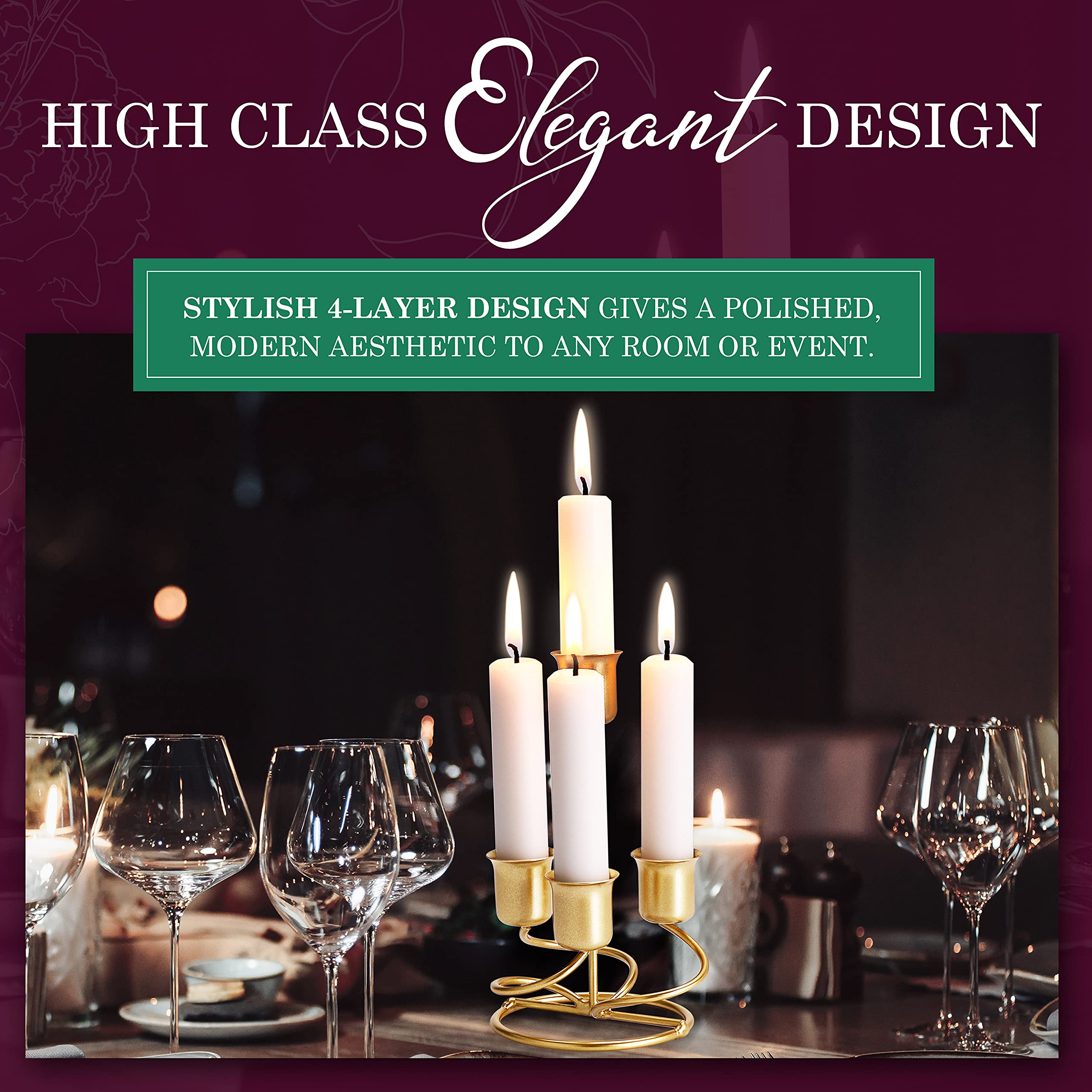 Elegant Gold Metal Candle Holders for Taper, Pillar & Votive Candles - Perfect for Wedding Centerpieces, Dinner Table Decor & Party Lighting - Iron Candle Stands for Home & Event Décor