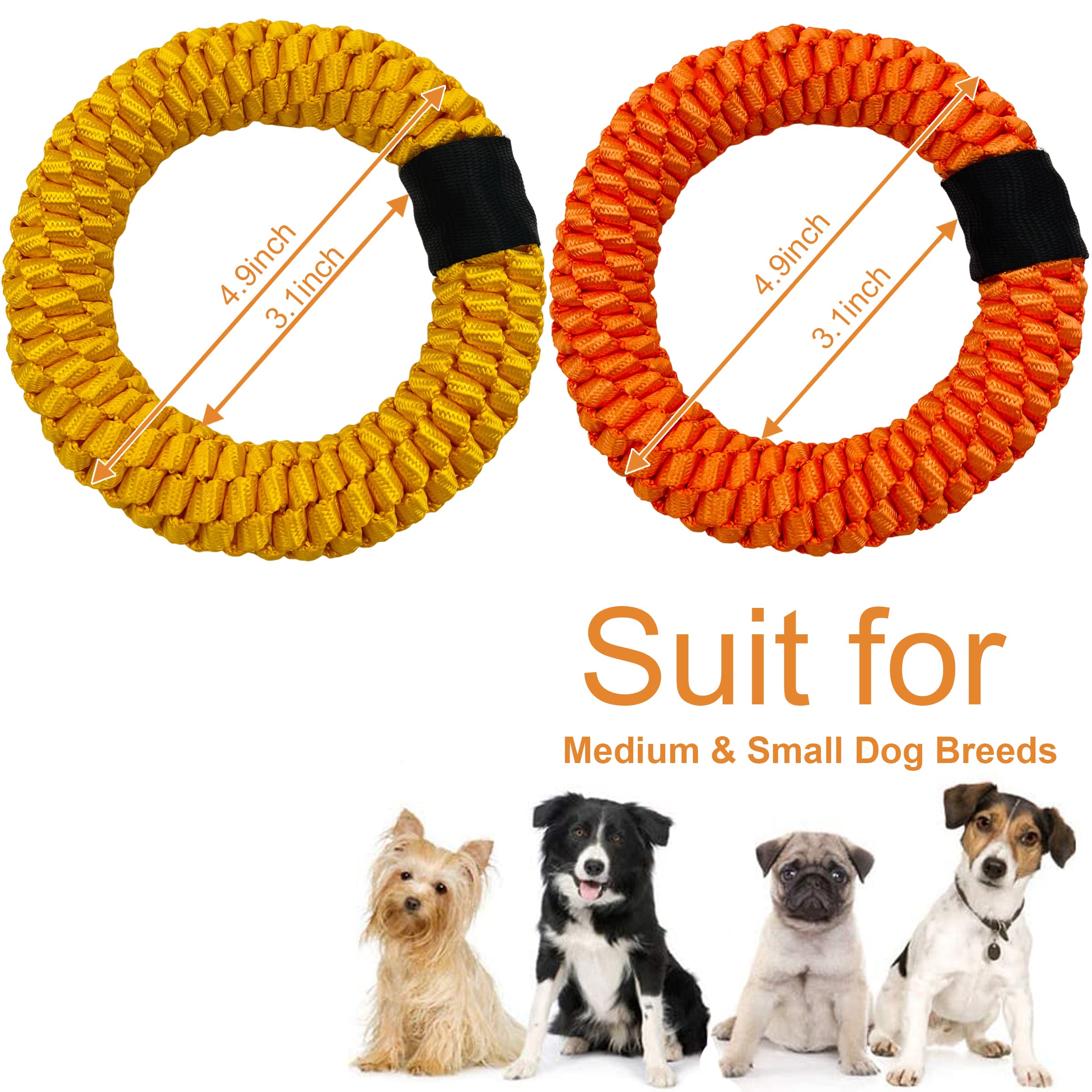 Durable Dog Rope Toy - No Stuffing Chew Toy for Puppies & Small Dogs - 2 Pack Teething Ring Toys for Aggressive Chewers - Perfect for Playtime, Training & Dental Health