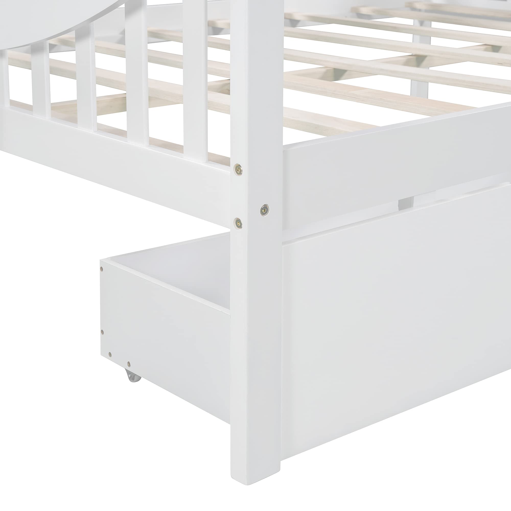 Harper & Bright Designs Full Size Daybed with Storage Drawers & Foldable Table - Wooden Sofa Bed Frame for Small Spaces, Guest Room, Living Room or Dorm (White, 2 Drawers) - Perfect for Sleepovers, Home Office & Space-Saving Solutions
