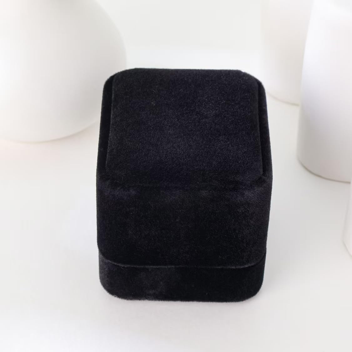 Luxury Velvet Ring Box - Black Jewelry Gift Box for Engagement
