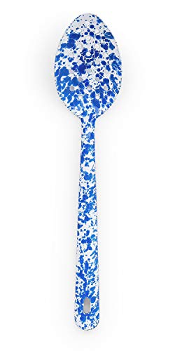 12-Piece Blue Marble Perforated Serving Spoon Set - Perfect for Salads, Pasta & Party Food Serving
