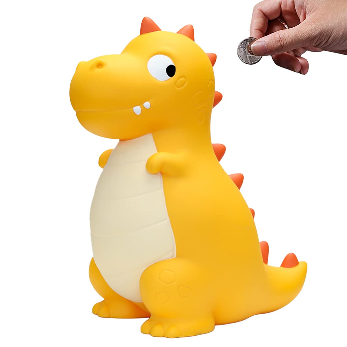Dinosaur Piggy Bank for Kids & Adults - Shatterproof Money Saving Box, Cute Coin Bank for Boys & Girls - Perfect Birthday Gift, Home Decor & Children's Toy (Yellow, Large) - Ideal for Saving Coins, Teaching Kids Money Management & Room Decoration