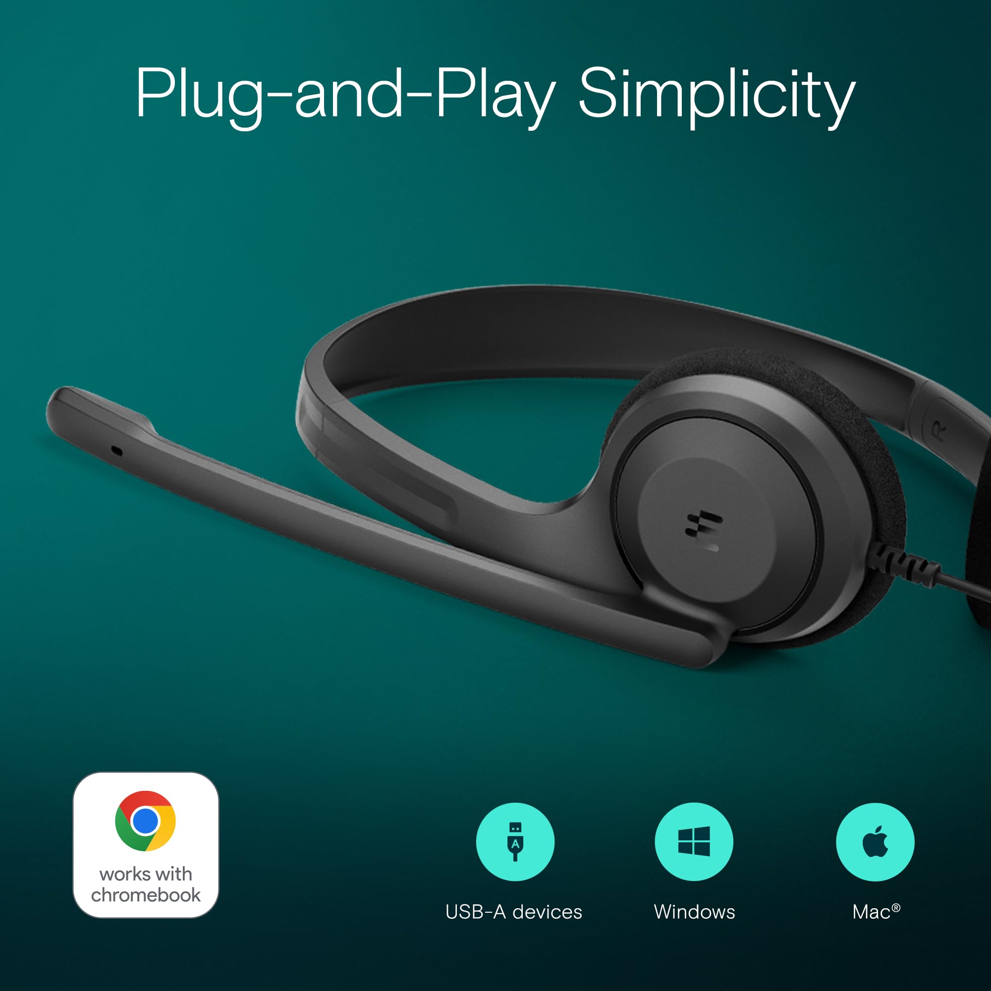 EPOS C1 USB A Wired Business Headset with Noise-Canceling Microphone - HD Audio, Comfortable On-Ear Design, Chrome Certified for PC, Laptop & Office Use - Perfect for Remote Work, Video Calls & Online Meetings