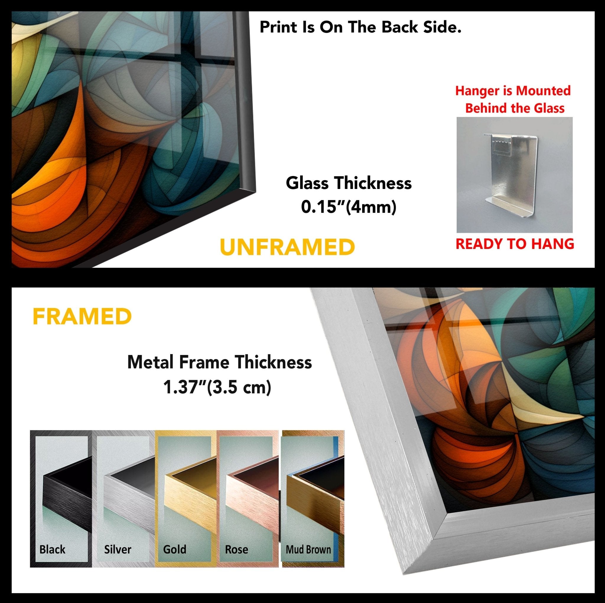 Modern Abstract Glass Wall Art - Handcrafted Contemporary Home Decor for Living Room, Bedroom & Office - Unique 3D Glass Panel Artwork