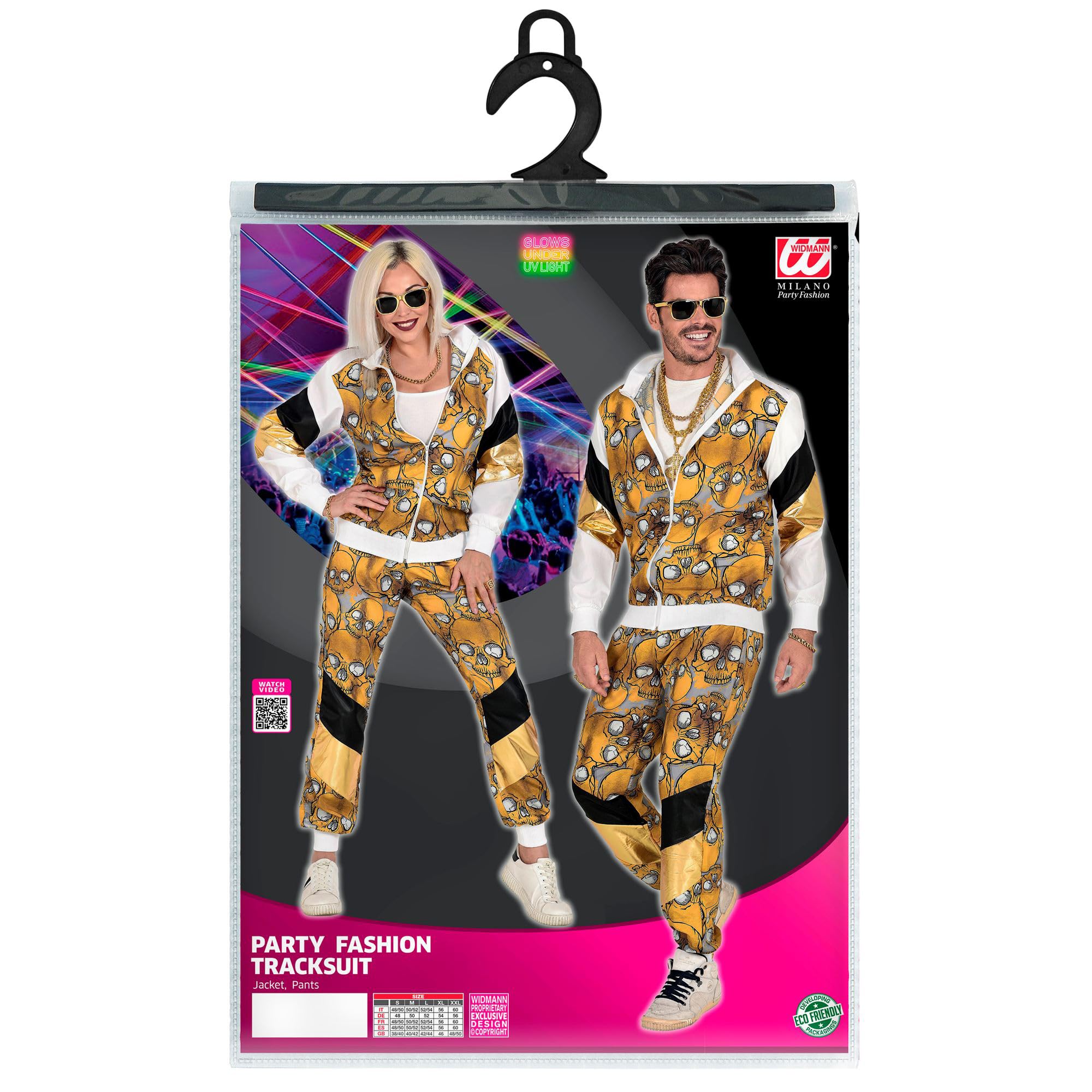 WWIDMANN MILANO 80s Party Dress - Vintage Skull Print Costume, Running Outfit, Ugly Sweater & Carnival Costumes for Halloween, Cosplay & Themed Parties