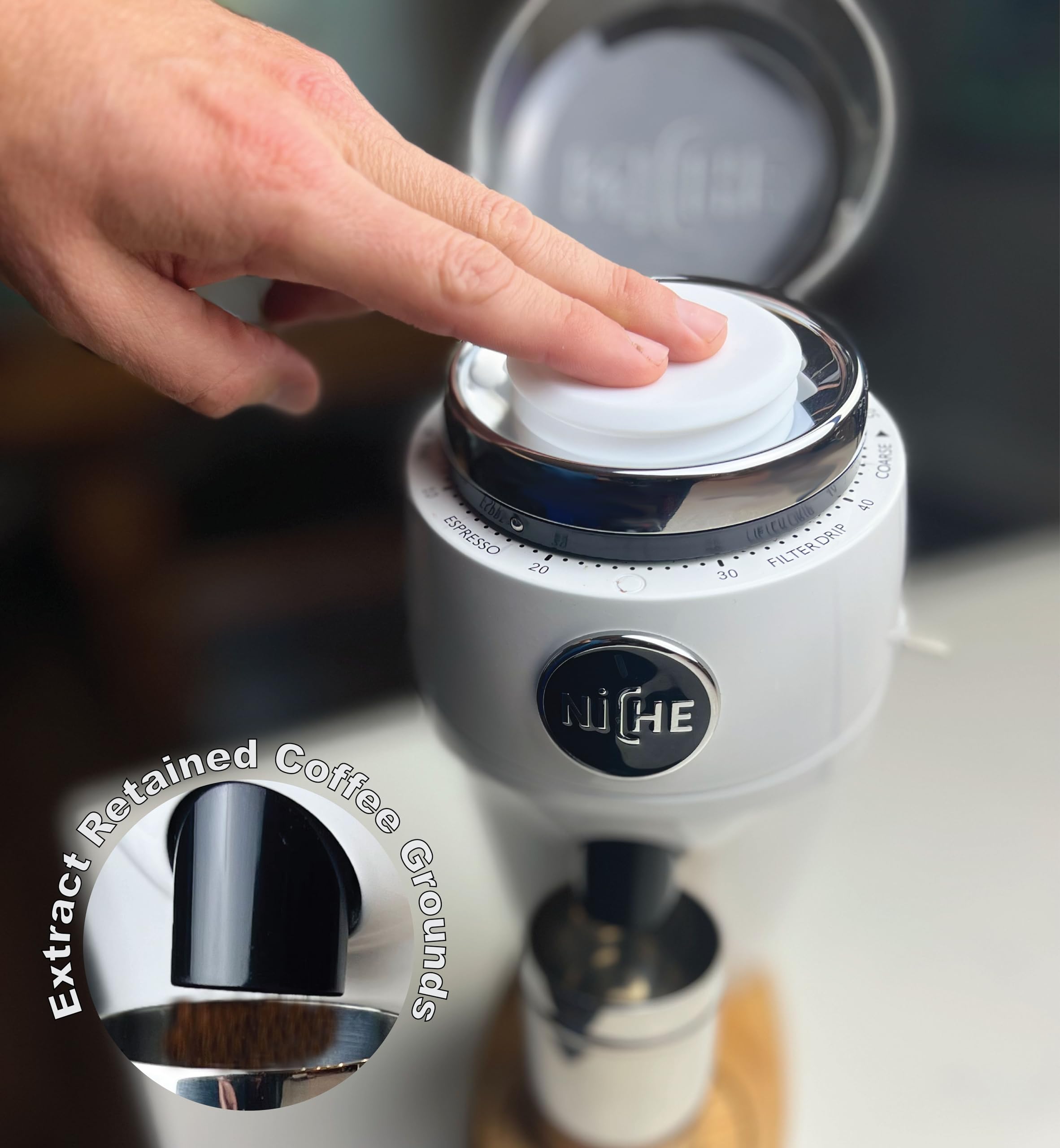 Premium Silicone Retention Bellow for Niche Zero & Duo Coffee Grinders - White | Dosing Aid for Espresso & Pour Over Brewing