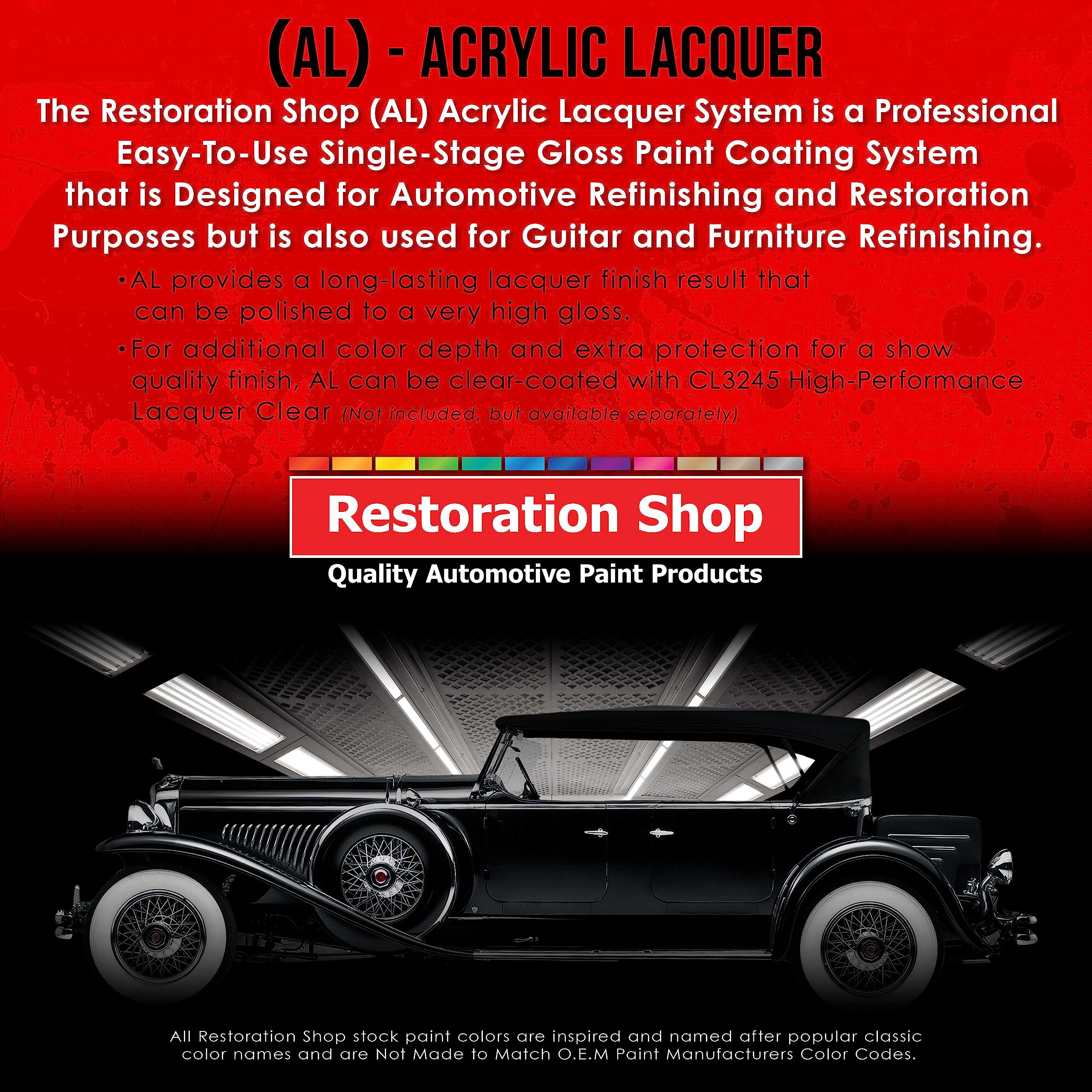Restoration Shop - Iridium Silver Metallic Acrylic Lacquer Auto Paint Kit (1 Gallon) with Slow Dry Thinner - Professional Gloss Finish for Cars, Trucks, Motorcycles, Guitars & Furniture Refinishing - Ideal for DIY Auto Restoration, Custom Paint Jobs & Surface Protection