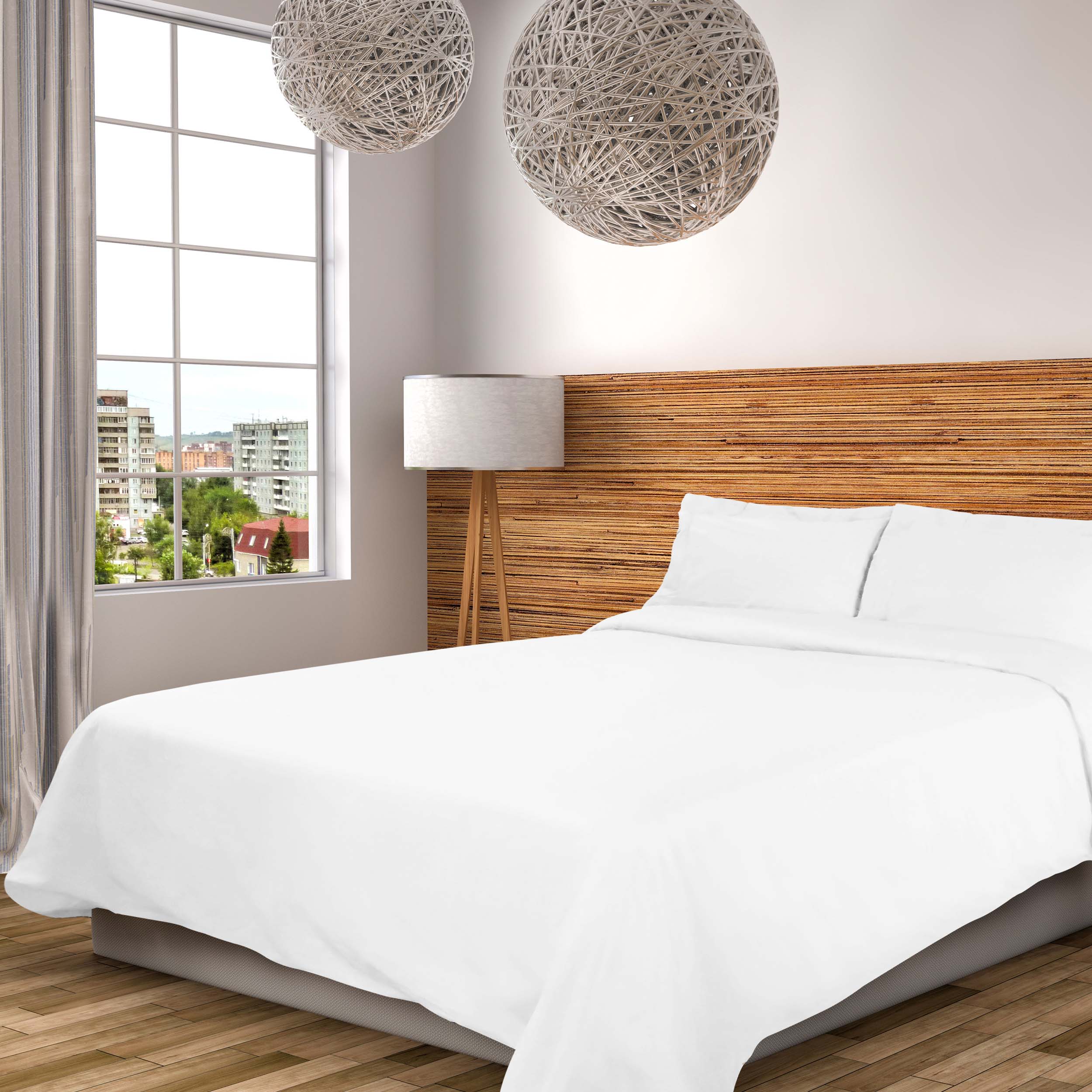 300 Thread Count Cotton Percale Solid Duvet Cover Set - Queen Size, Breathable & Soft Bedding Set for All Seasons - Perfect for Master Bedroom, Guest Room & Hotel Use