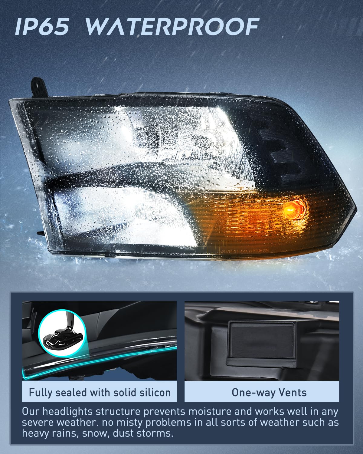 Nilight Quad Headlamp Assembly Replacement for 2009-2018 Ram 1500 2500 3500 Pickup Truck - Black Housing, Clear Corner Lens, LED Headlights | Perfect for Off-Roading, Night Driving & Truck Upgrades