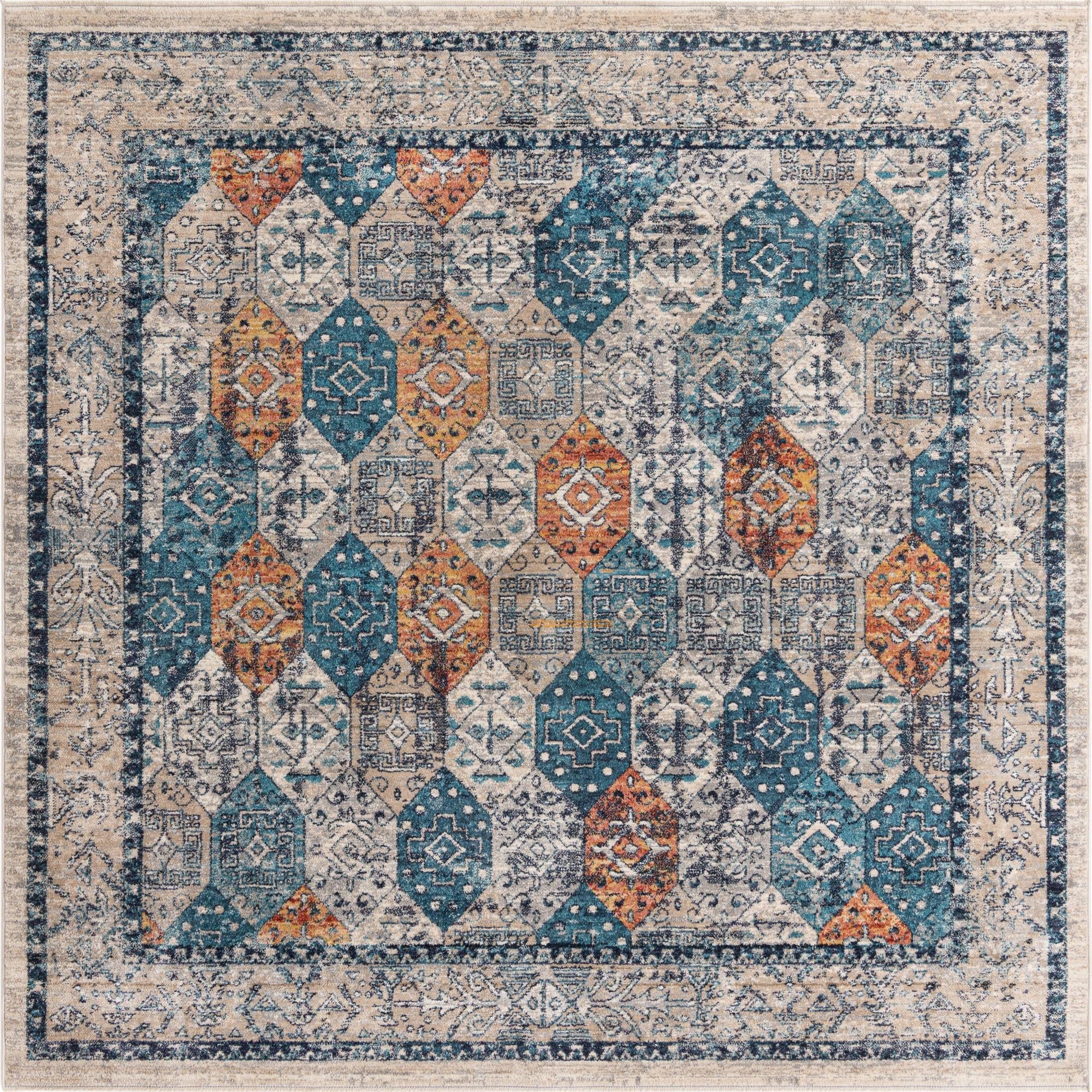 Lola Collection 8x8 ft Square Area Rug - Soft Multi-Medium Pile for Living Room, Kitchen, Entryway | Stylish Home Decor for Modern & Traditional Interiors