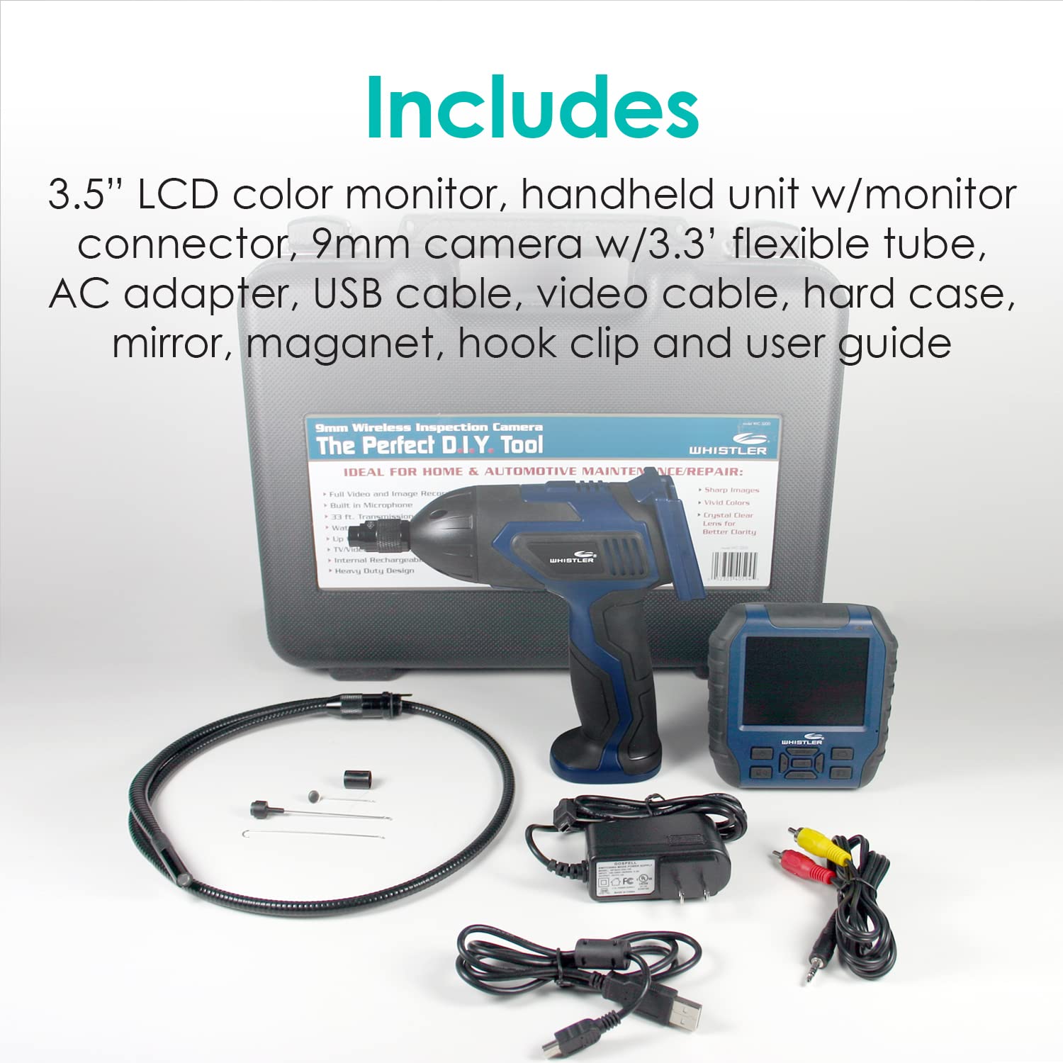 Whistler WIC-5200 Black Inspection Camera - Waterproof Borescope with 5