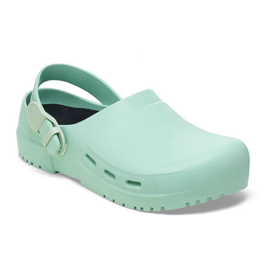 Birkenstock Women's Birki Air 2.0 Polyurethane Sandals in Matcha Green | Comfortable Slip-On Clogs for Nurses, Gardeners & Home Use