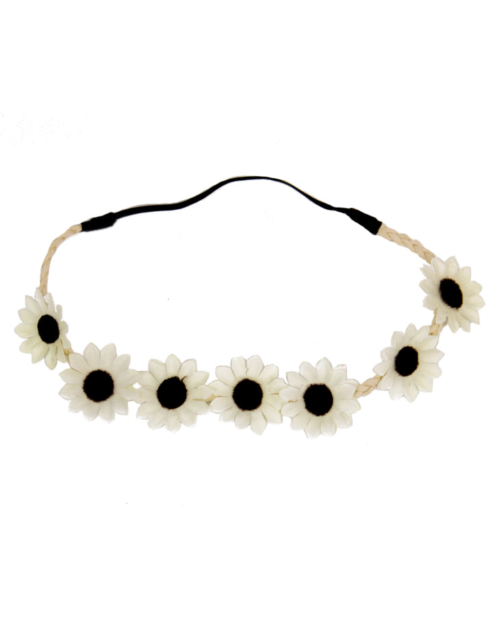 60s White Daisy Chain Headband - Vintage Floral Hair Accessory for Women & Girls - Perfect for Weddings, Parties & Everyday Wear