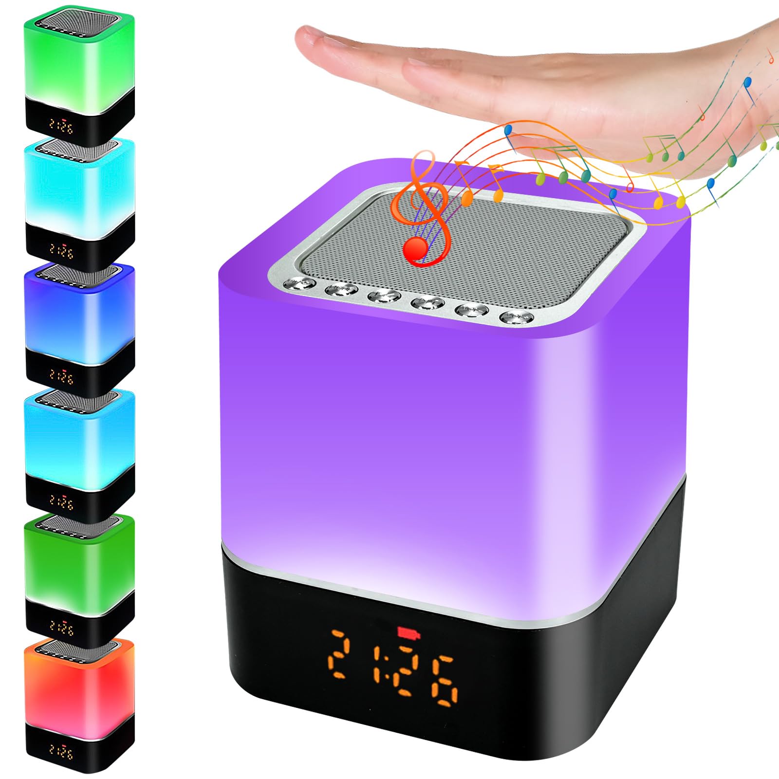 Smart Bedside Lamp with Alarm Clock & Bluetooth Speaker - RGB Color Changing, Dimmable LED Touch Night Light - Perfect for Bedroom Decor & Teen Birthday Gifts (Ideal for Reading, Relaxing & Music Playback)