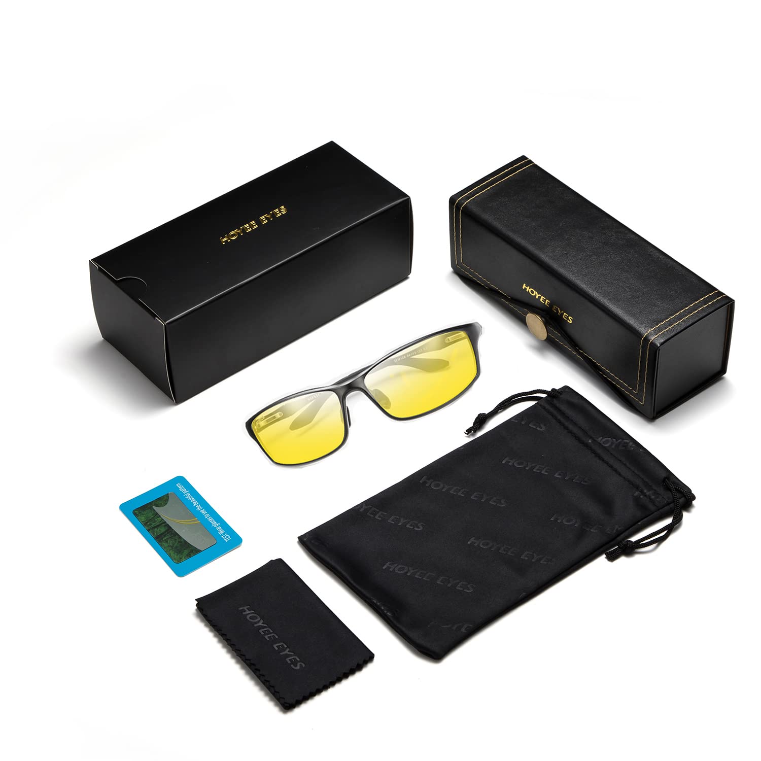 Night Driving Glasses for Men - Anti Glare Polarized Lenses for Night Vision & Reduced Blindness - Perfect for Safe Nighttime Driving & Low Light Conditions