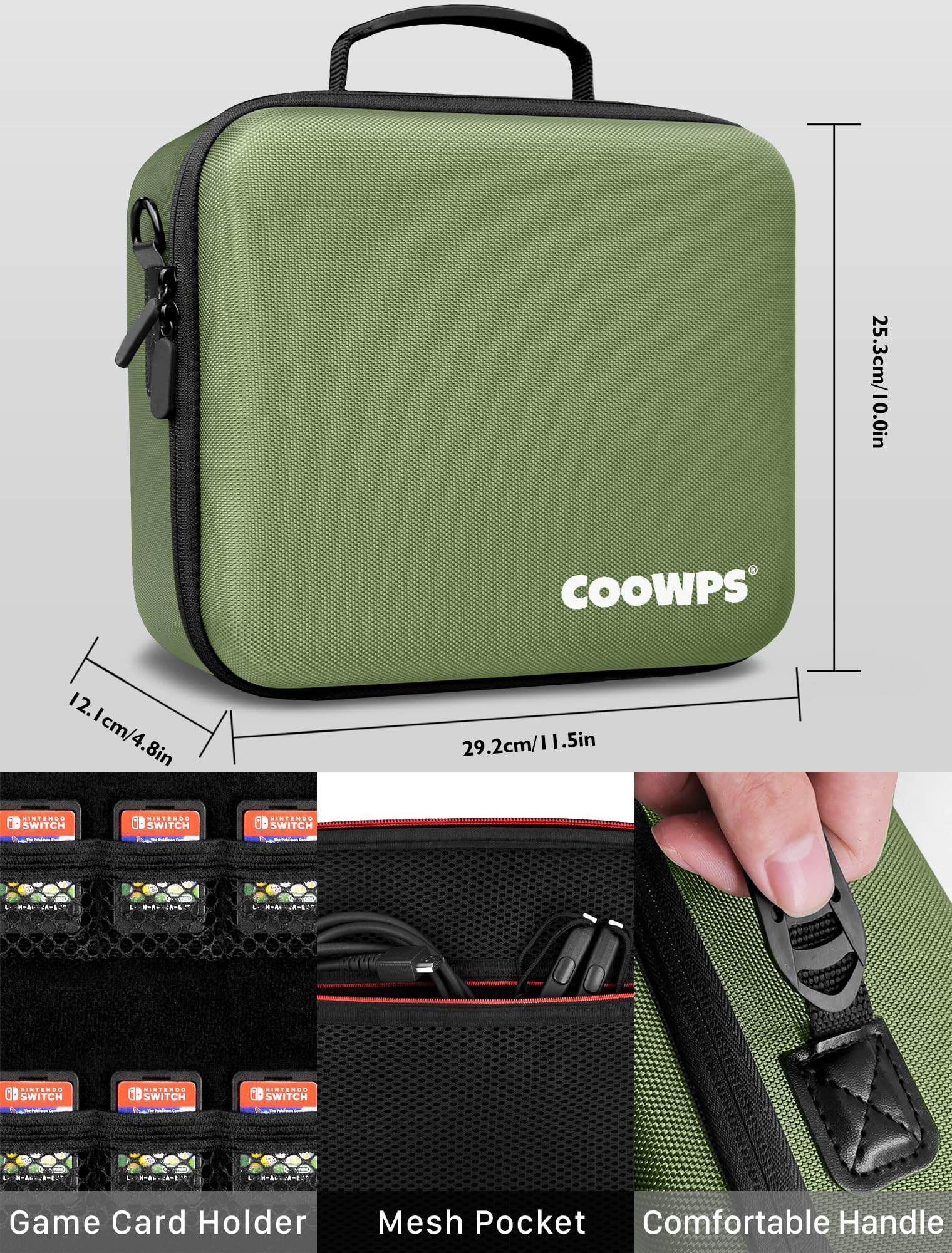 Premium Nintendo Switch & OLED Case - 21 Game Card Slots, Full Protection Travel Bag for Switch Console & Pro Controller Accessories (Green) | Perfect for Gaming On-The-Go & Travel Protection