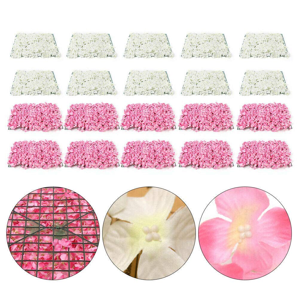 TBVECHI Artificial Flower Wall Panels - 20-Piece Pink Floral Backdrop for Wedding, Party, Home Decor (60x40cm/24''x16'') - Perfect for Photo Booths, Baby Showers & Event Decorations
