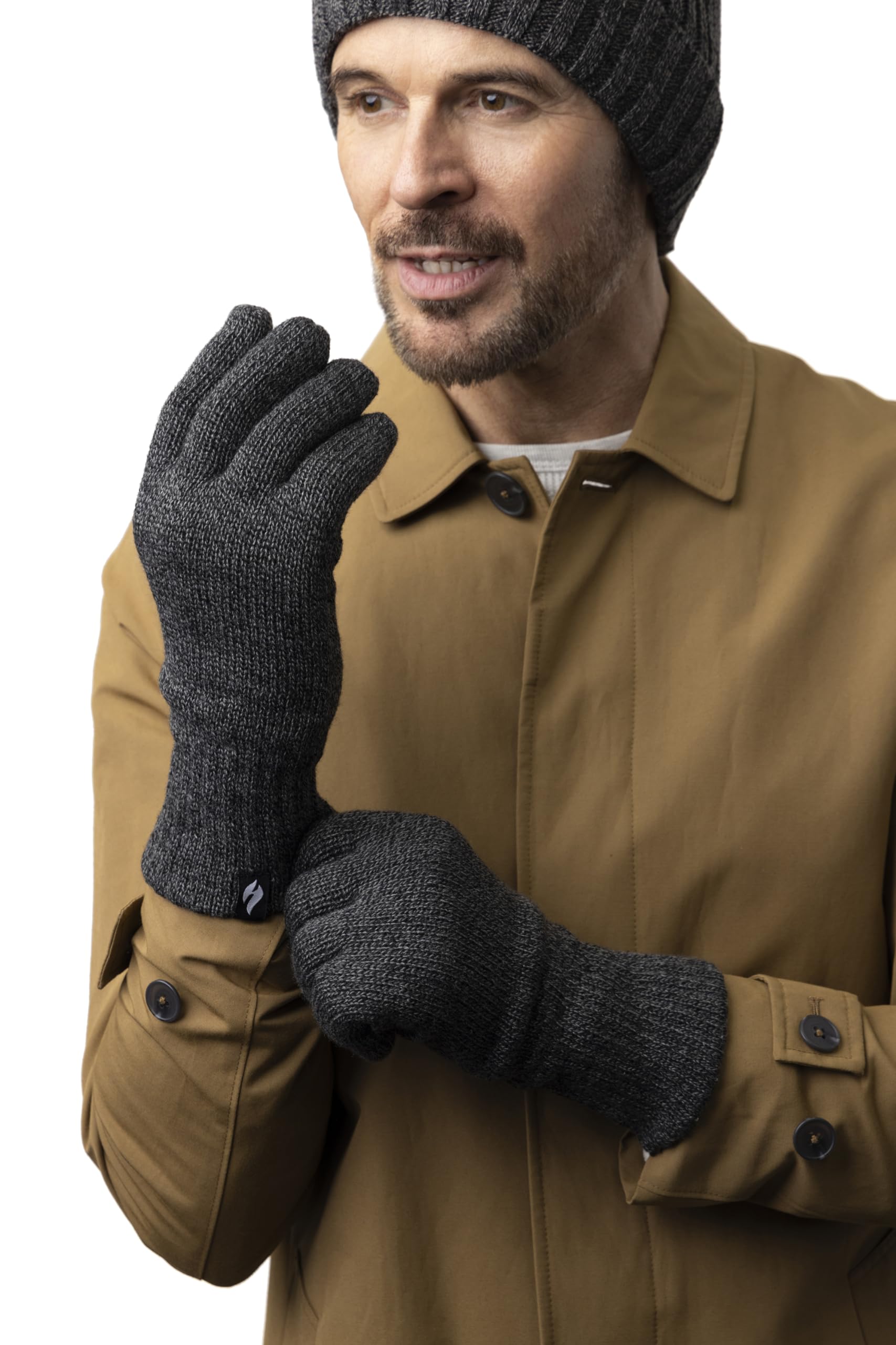 Heat Holder Thermal Gloves for Men - 1 Pair with Heatweaver Yarn, Gray, Size L/XL - Perfect for Winter Sports, Skiing, Snowboarding & Outdoor Activities